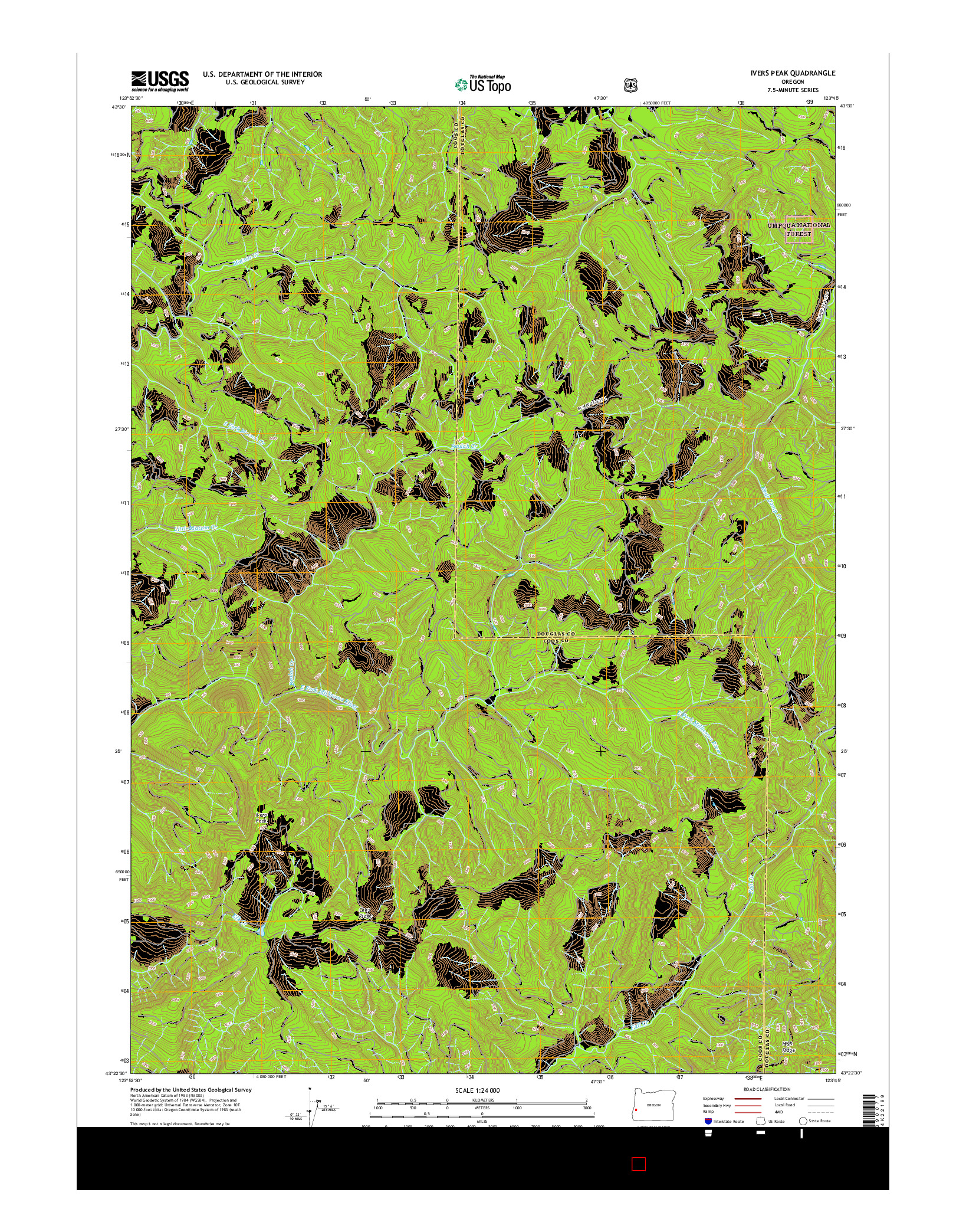 USGS US TOPO 7.5-MINUTE MAP FOR IVERS PEAK, OR 2017