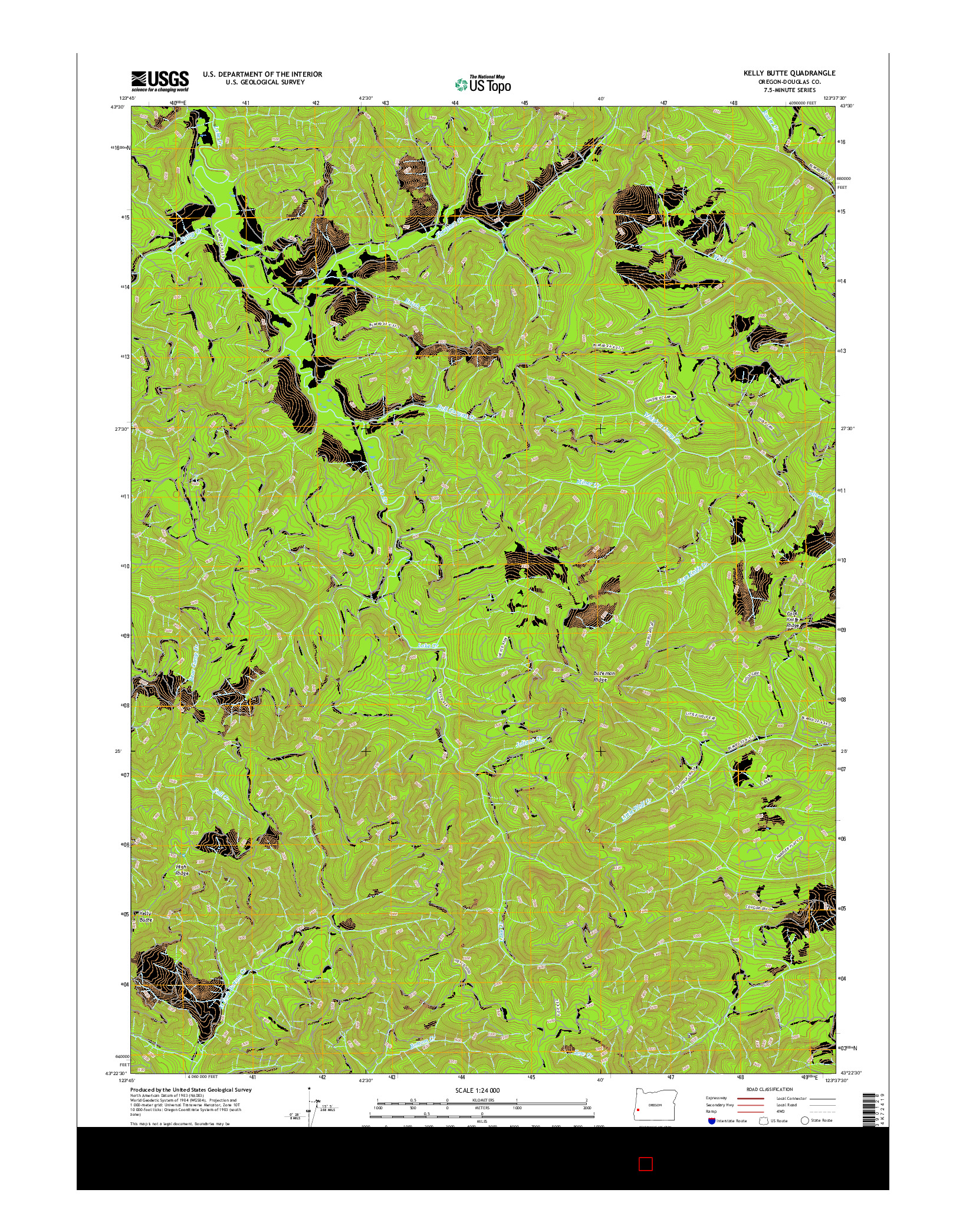 USGS US TOPO 7.5-MINUTE MAP FOR KELLY BUTTE, OR 2017