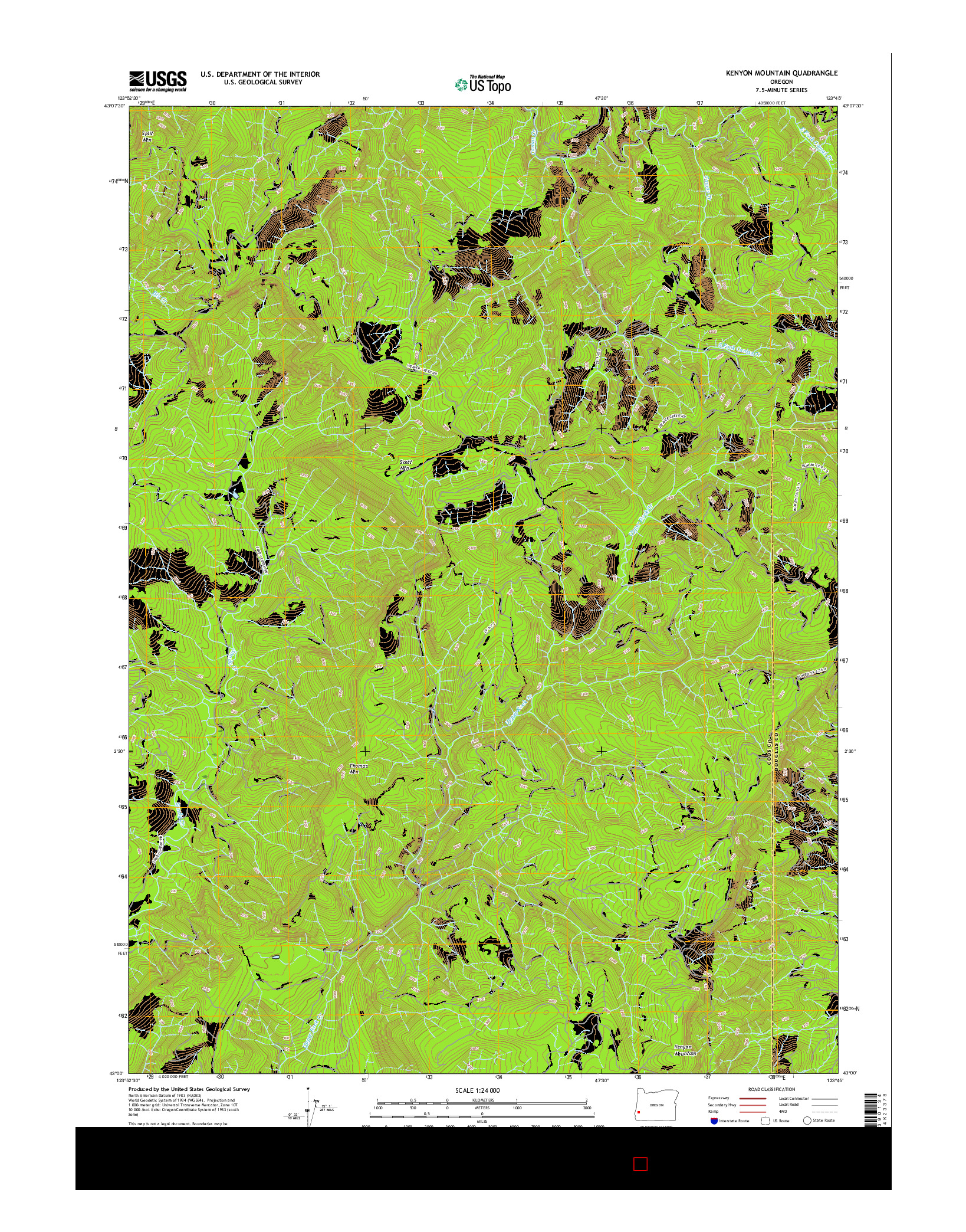 USGS US TOPO 7.5-MINUTE MAP FOR KENYON MOUNTAIN, OR 2017