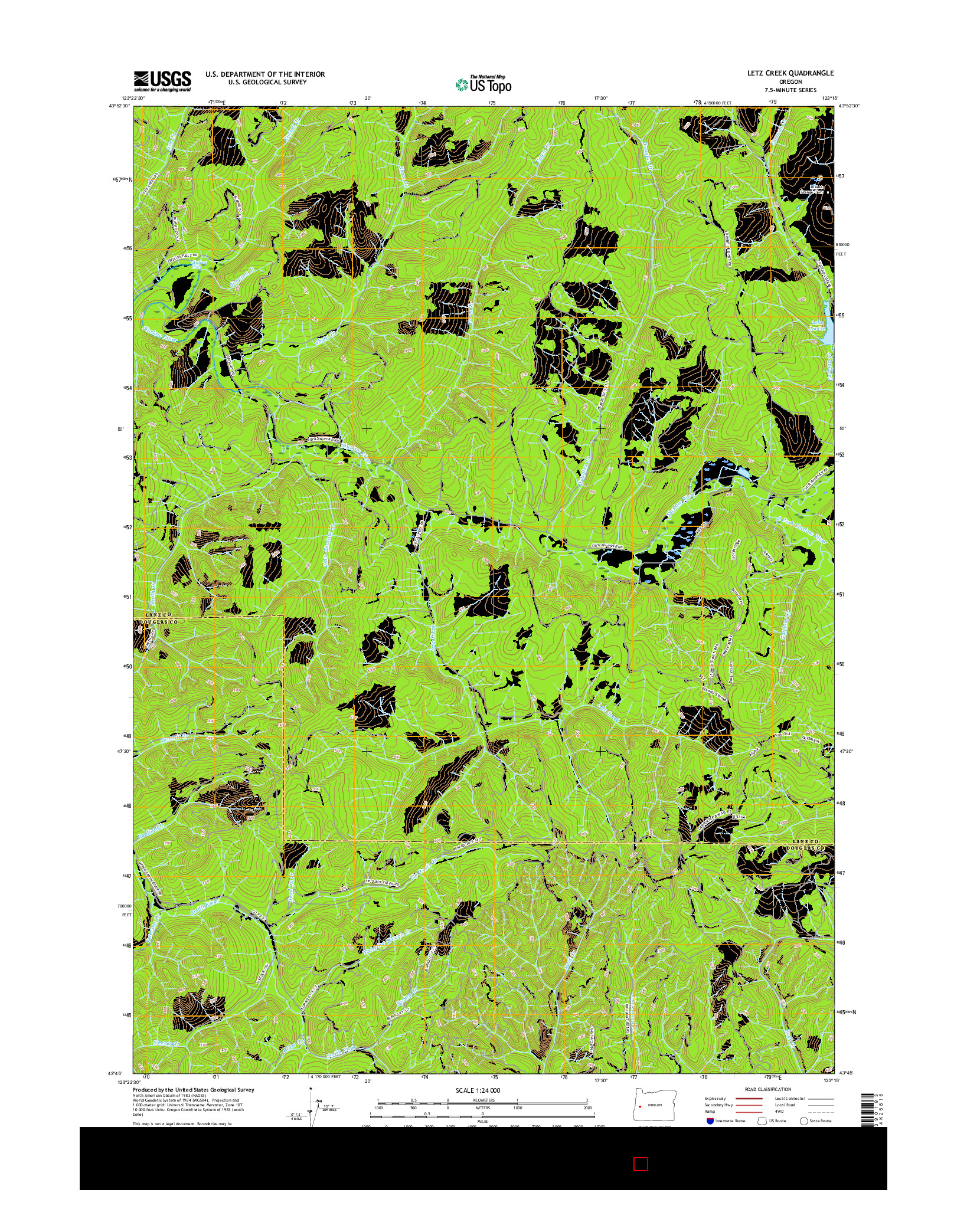 USGS US TOPO 7.5-MINUTE MAP FOR LETZ CREEK, OR 2017