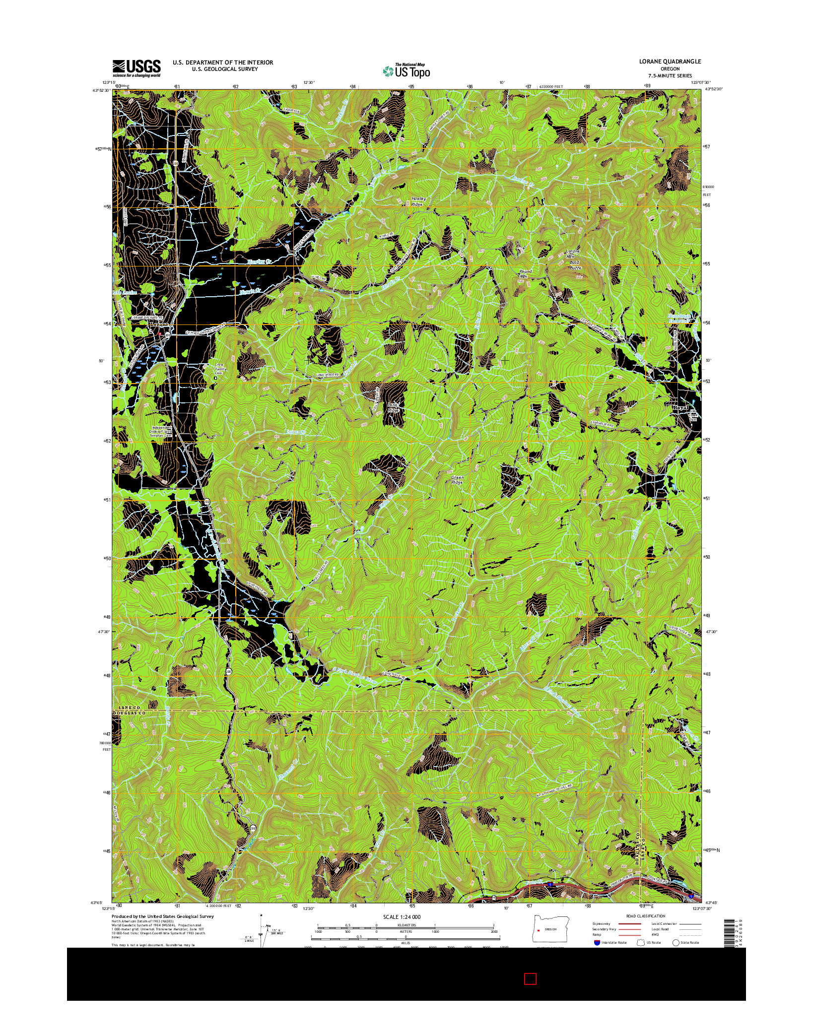 USGS US TOPO 7.5-MINUTE MAP FOR LORANE, OR 2017