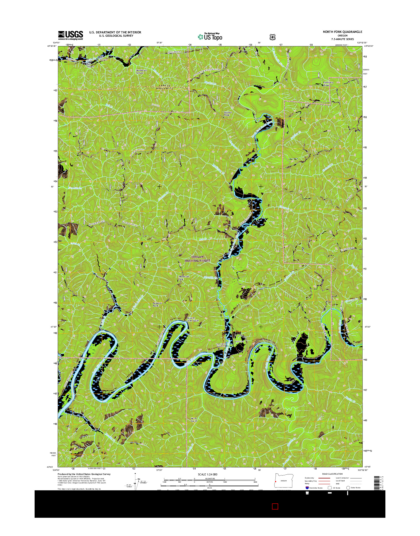 USGS US TOPO 7.5-MINUTE MAP FOR NORTH FORK, OR 2017