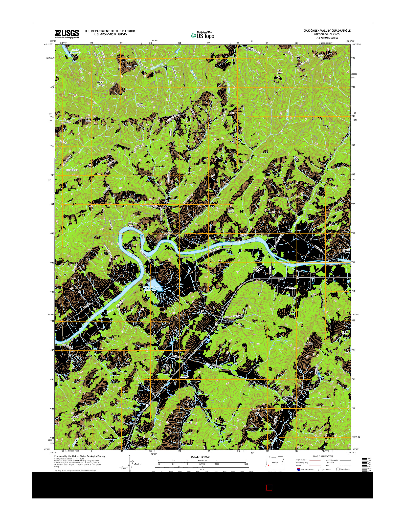 USGS US TOPO 7.5-MINUTE MAP FOR OAK CREEK VALLEY, OR 2017