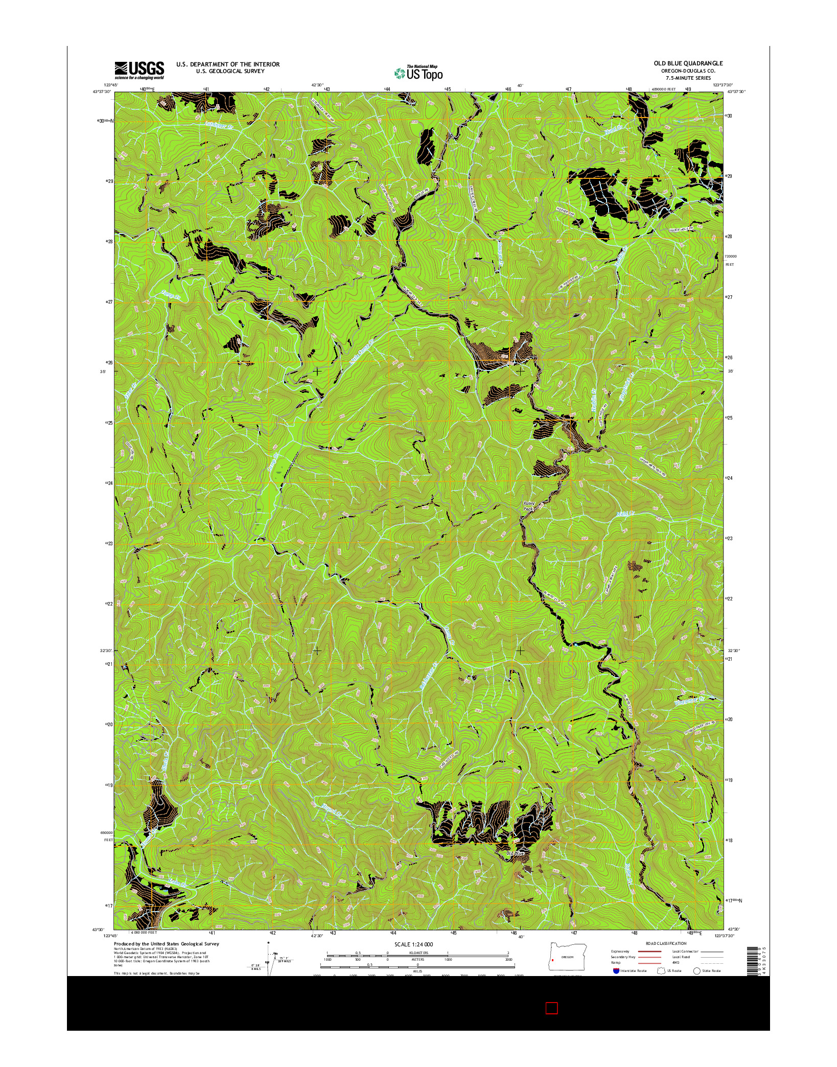 USGS US TOPO 7.5-MINUTE MAP FOR OLD BLUE, OR 2017