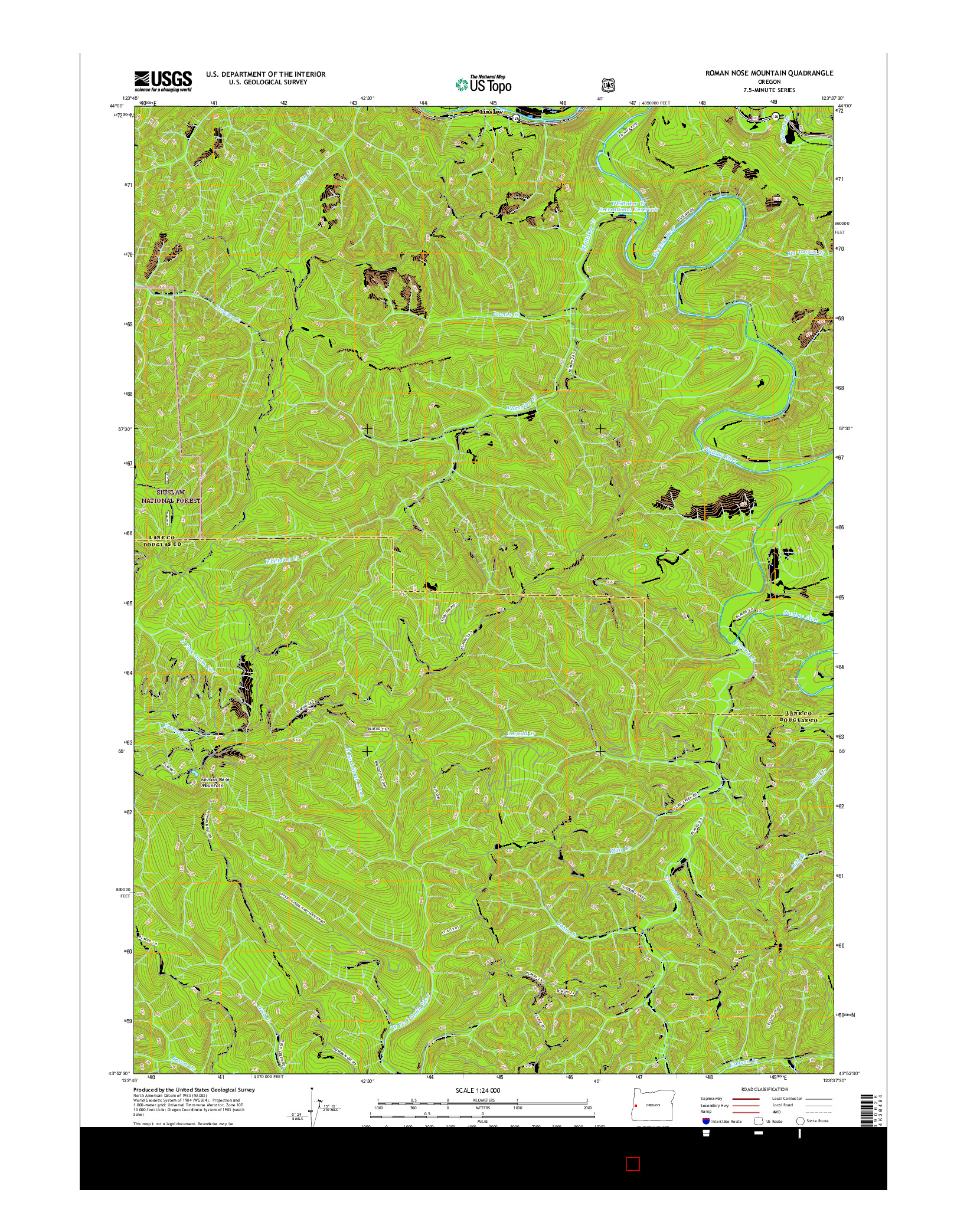 USGS US TOPO 7.5-MINUTE MAP FOR ROMAN NOSE MOUNTAIN, OR 2017