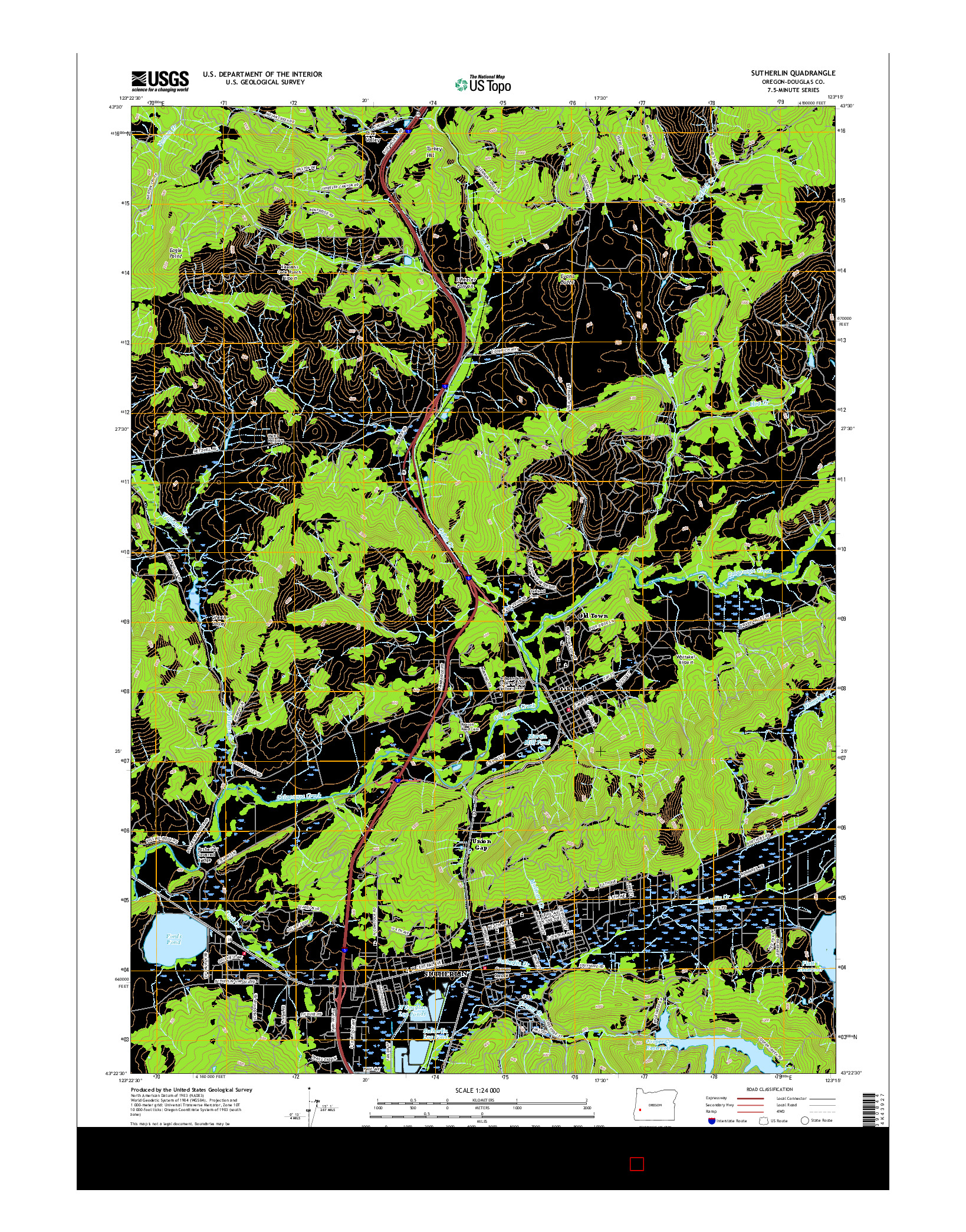 USGS US TOPO 7.5-MINUTE MAP FOR SUTHERLIN, OR 2017