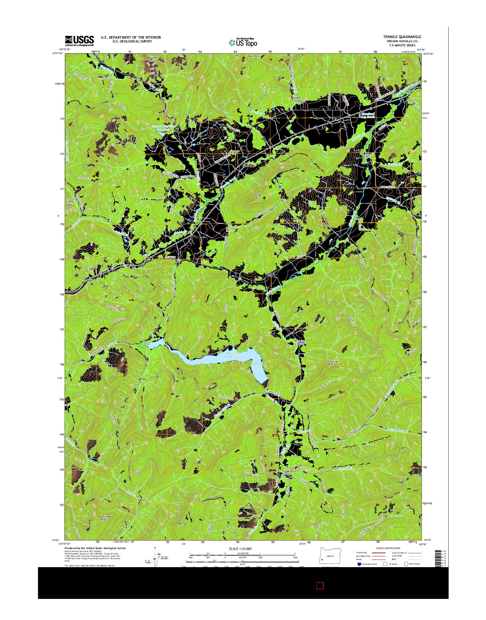 USGS US TOPO 7.5-MINUTE MAP FOR TENMILE, OR 2017