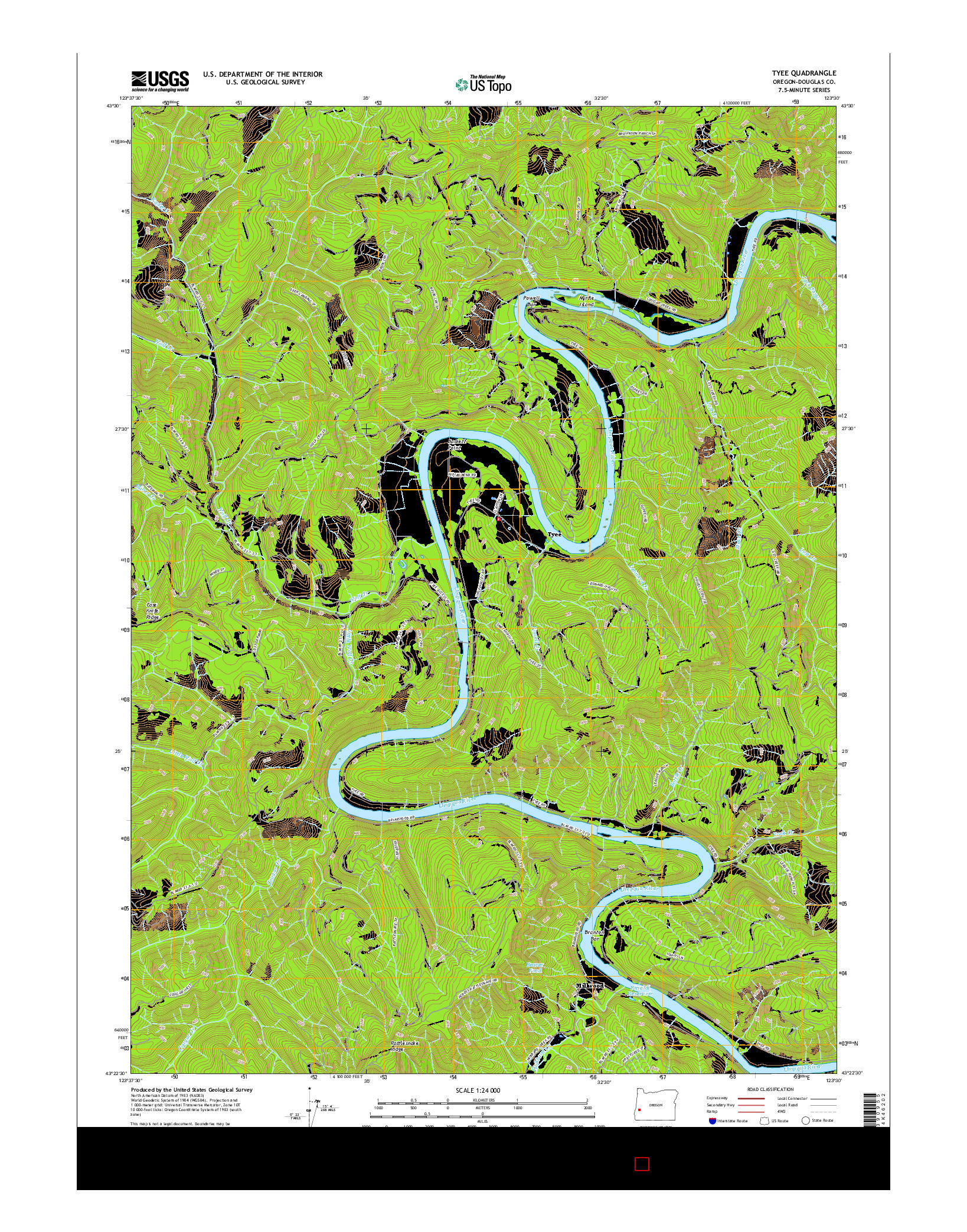 USGS US TOPO 7.5-MINUTE MAP FOR TYEE, OR 2017