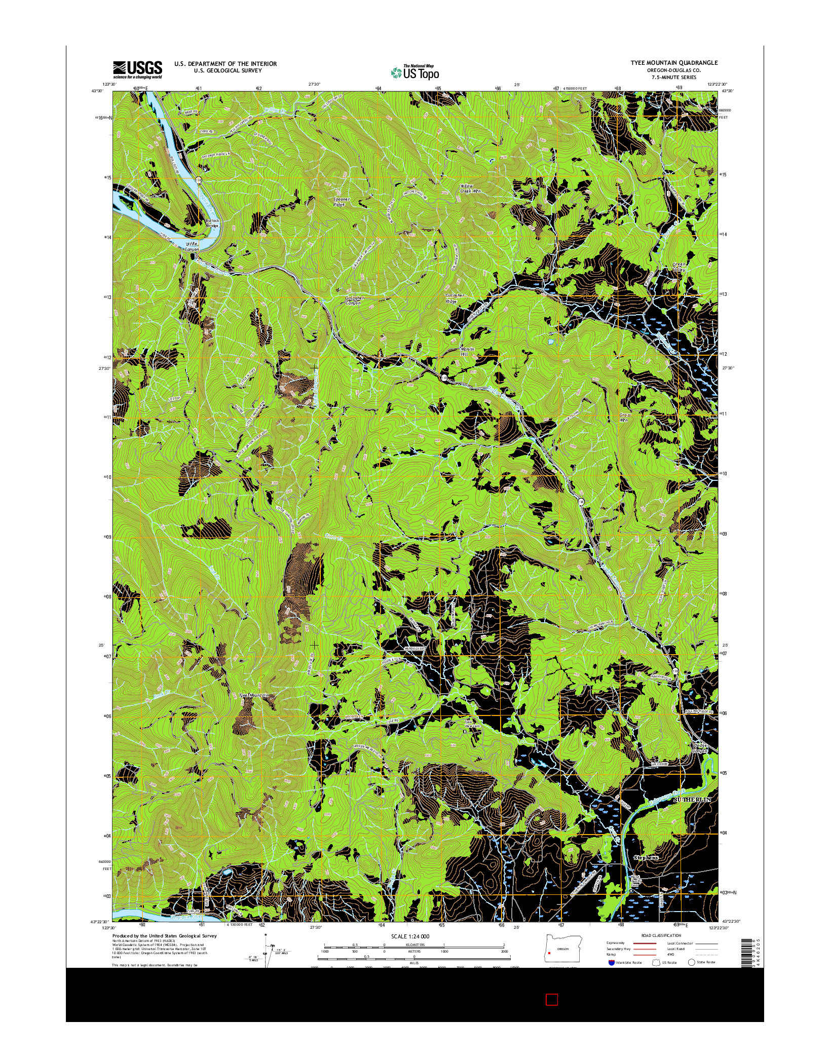 USGS US TOPO 7.5-MINUTE MAP FOR TYEE MOUNTAIN, OR 2017