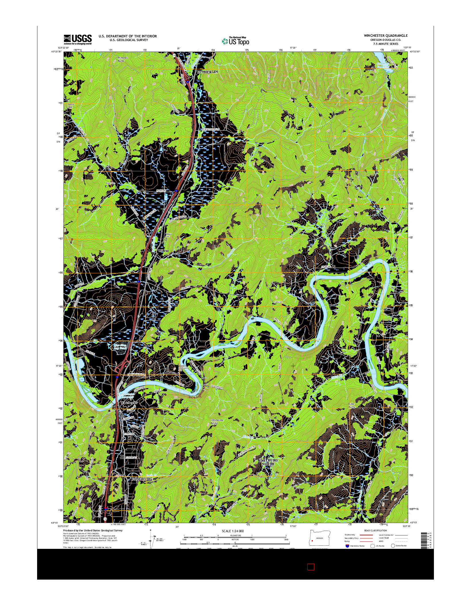 USGS US TOPO 7.5-MINUTE MAP FOR WINCHESTER, OR 2017