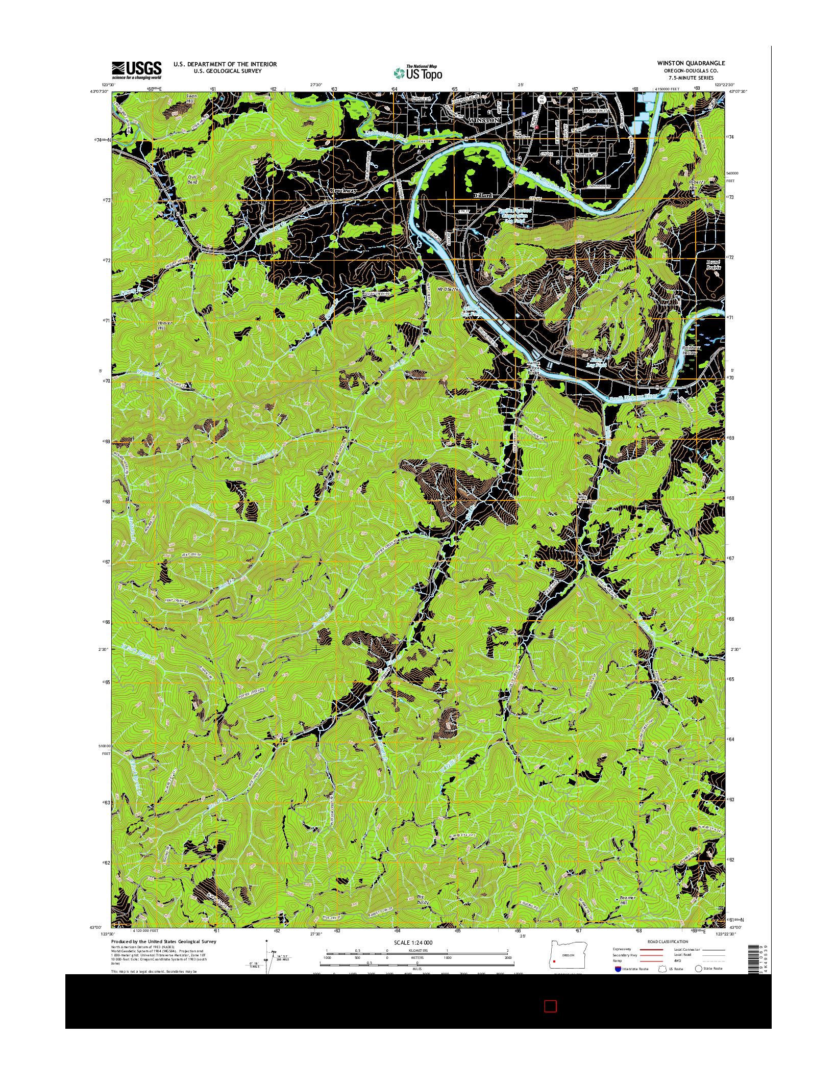 USGS US TOPO 7.5-MINUTE MAP FOR WINSTON, OR 2017