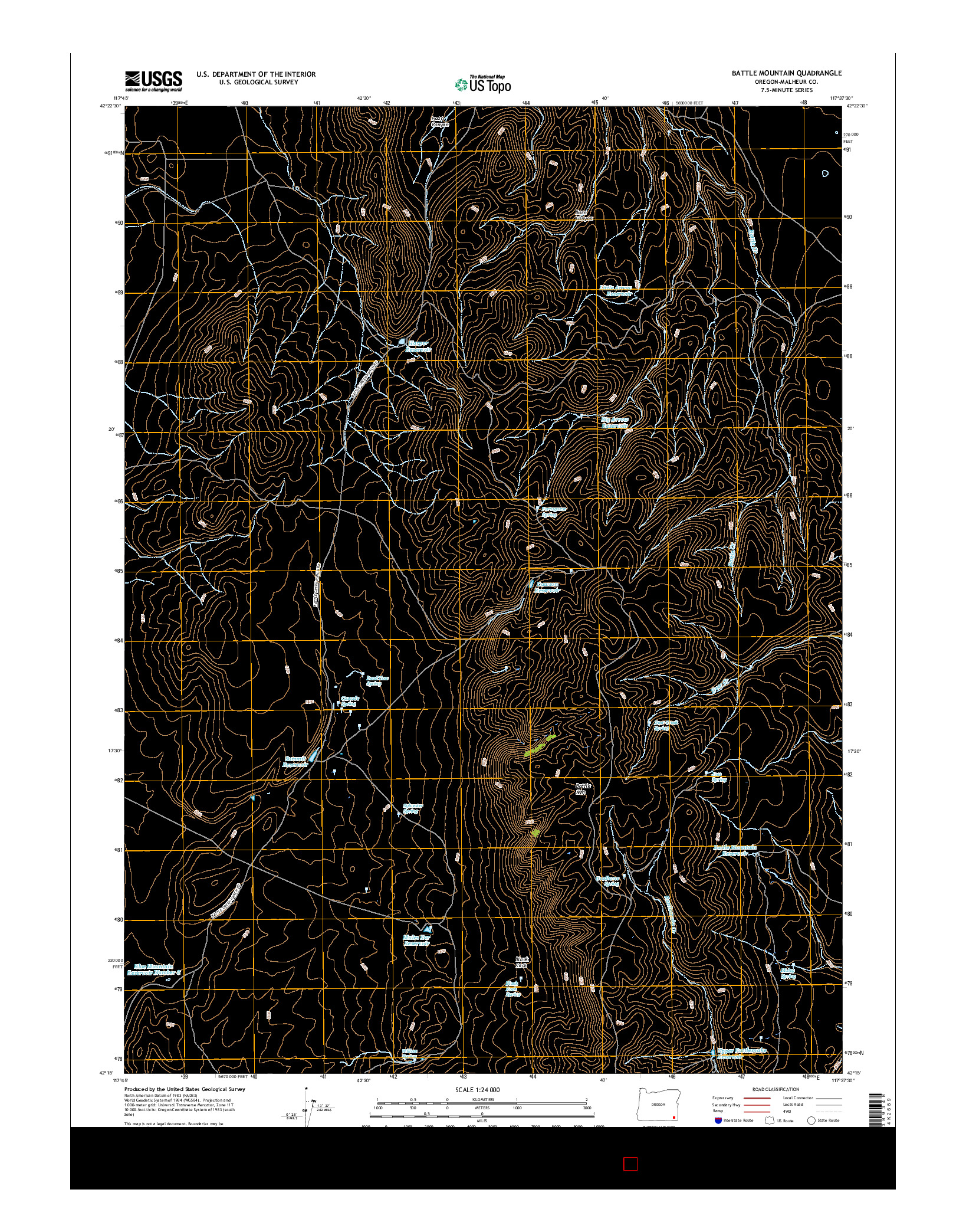 USGS US TOPO 7.5-MINUTE MAP FOR BATTLE MOUNTAIN, OR 2017