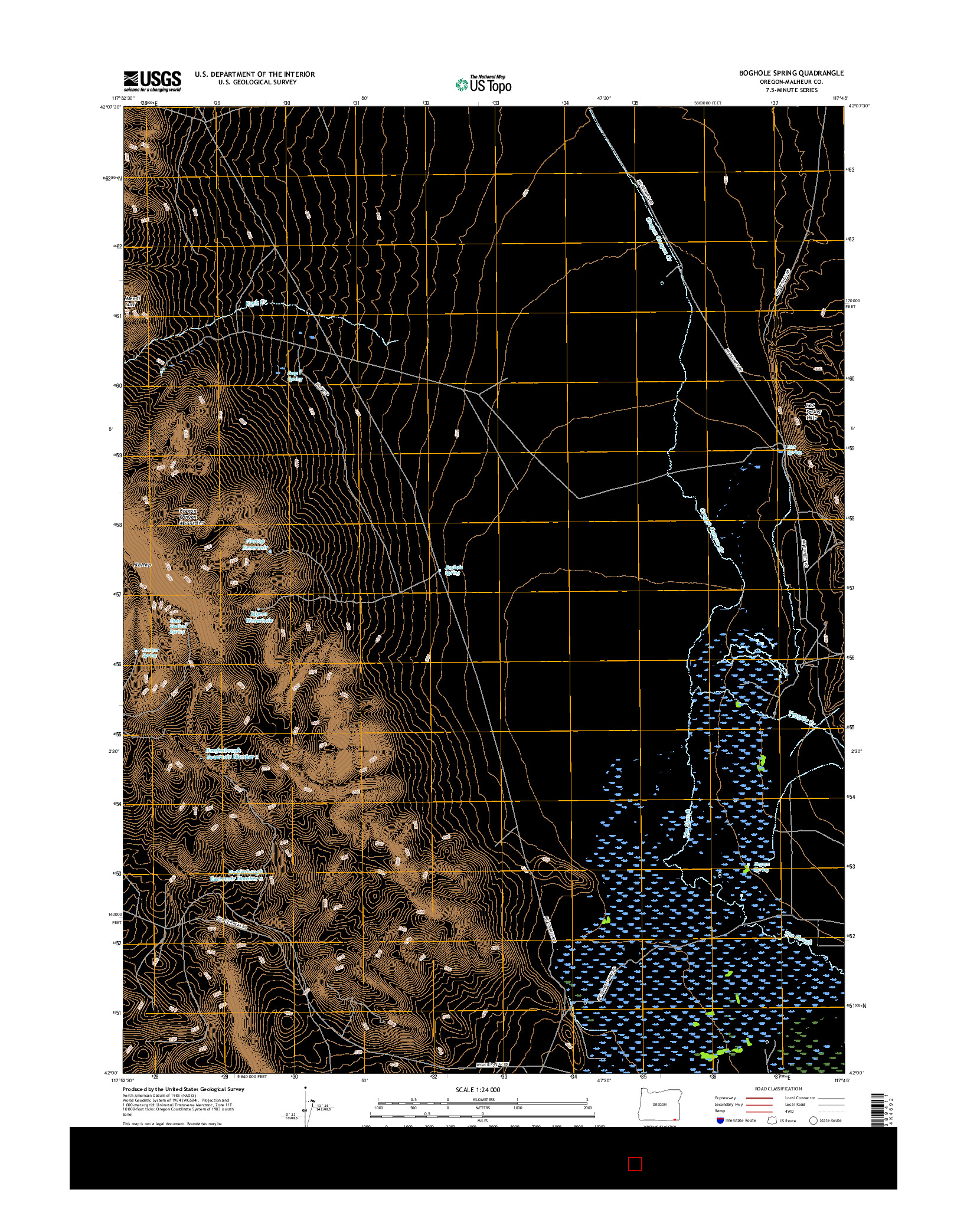 USGS US TOPO 7.5-MINUTE MAP FOR BOGHOLE SPRING, OR 2017