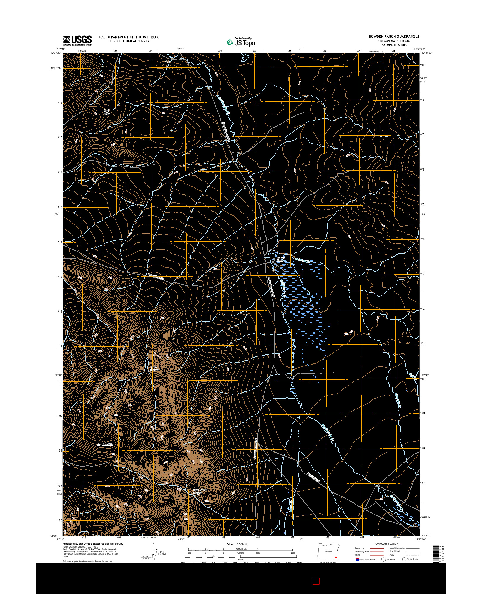 USGS US TOPO 7.5-MINUTE MAP FOR BOWDEN RANCH, OR 2017