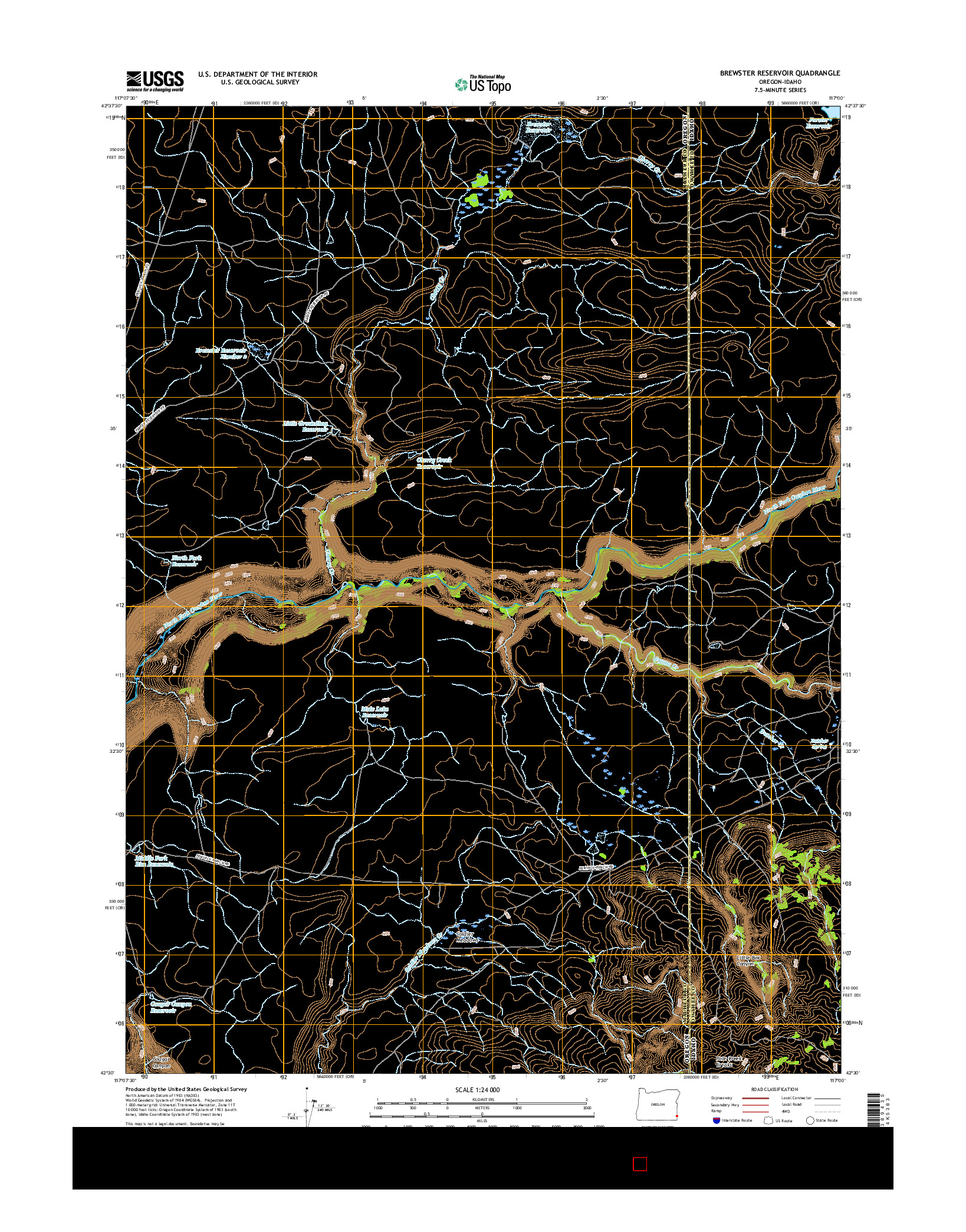 USGS US TOPO 7.5-MINUTE MAP FOR BREWSTER RESERVOIR, OR-ID 2017