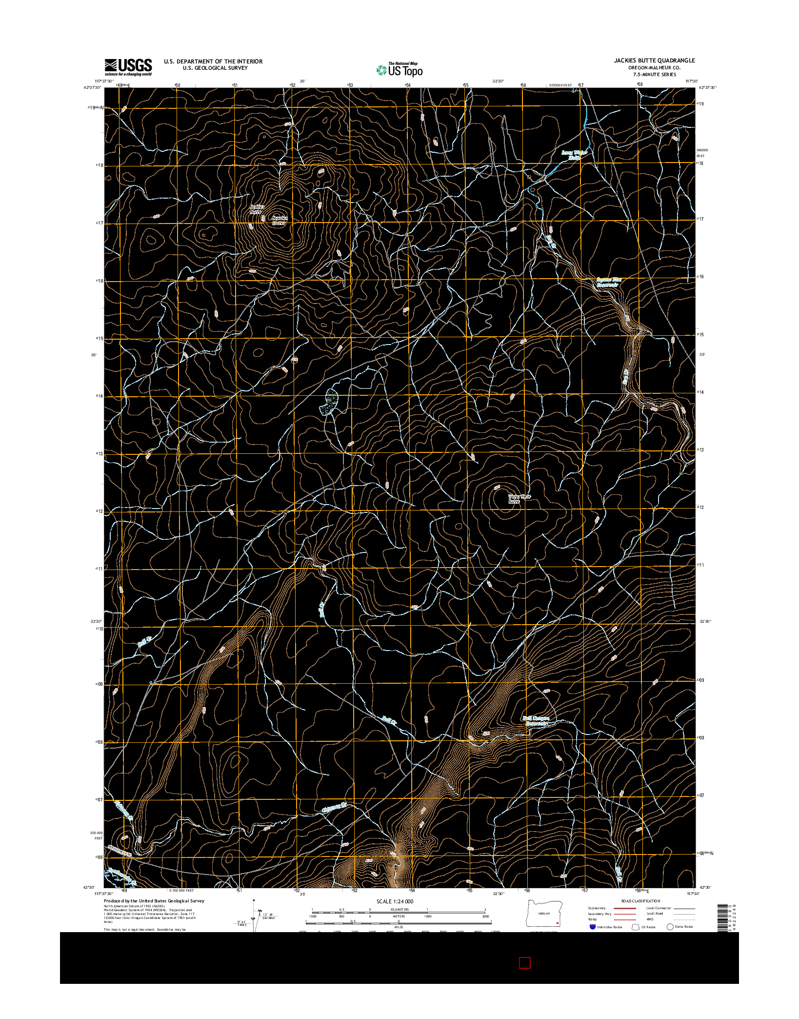 USGS US TOPO 7.5-MINUTE MAP FOR JACKIES BUTTE, OR 2017