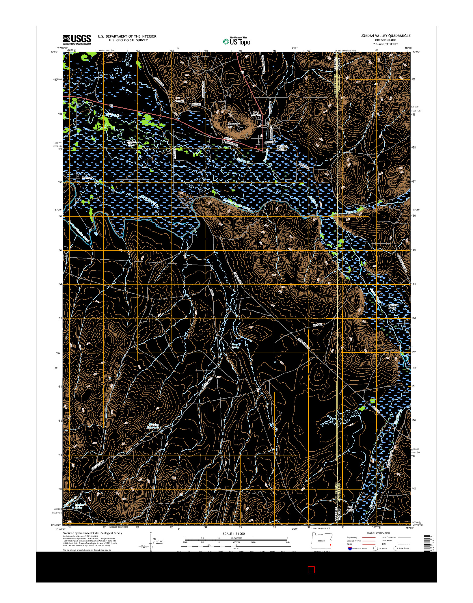 USGS US TOPO 7.5-MINUTE MAP FOR JORDAN VALLEY, OR-ID 2017