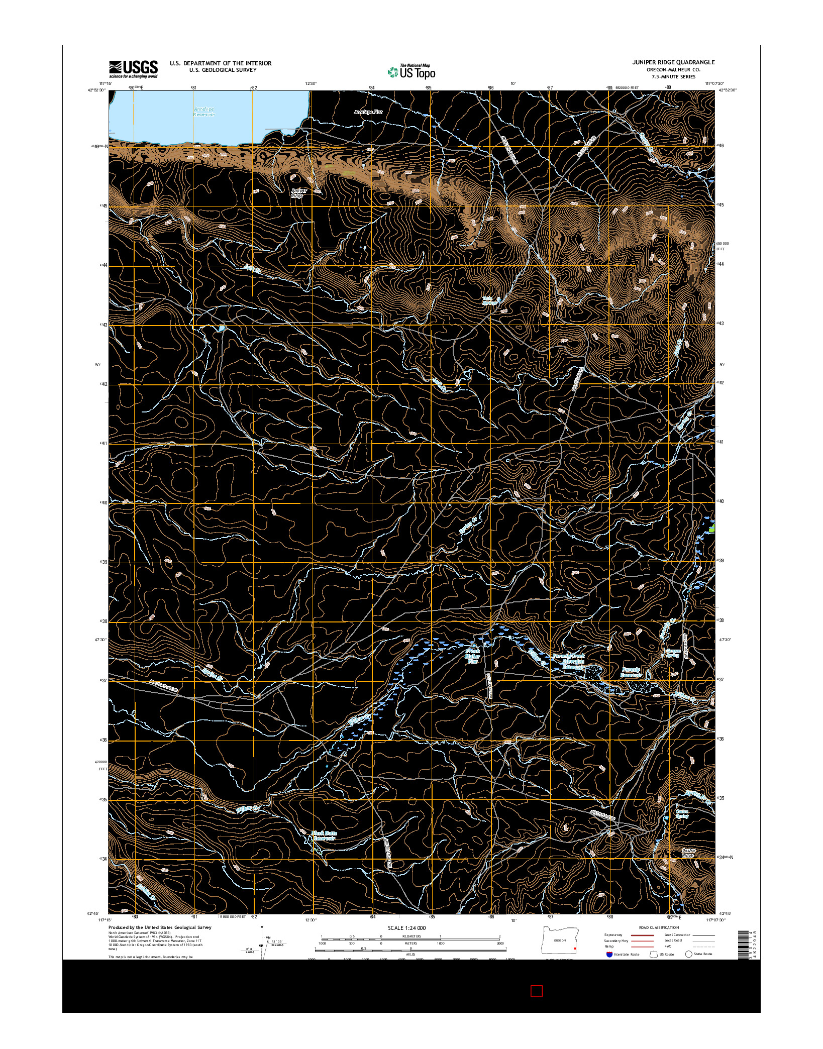 USGS US TOPO 7.5-MINUTE MAP FOR JUNIPER RIDGE, OR 2017