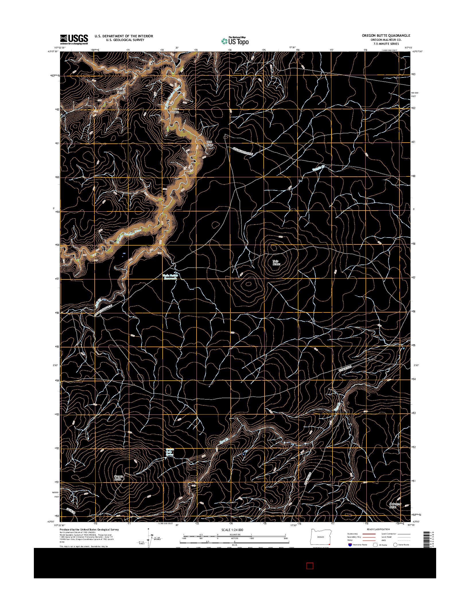 USGS US TOPO 7.5-MINUTE MAP FOR OREGON BUTTE, OR 2017