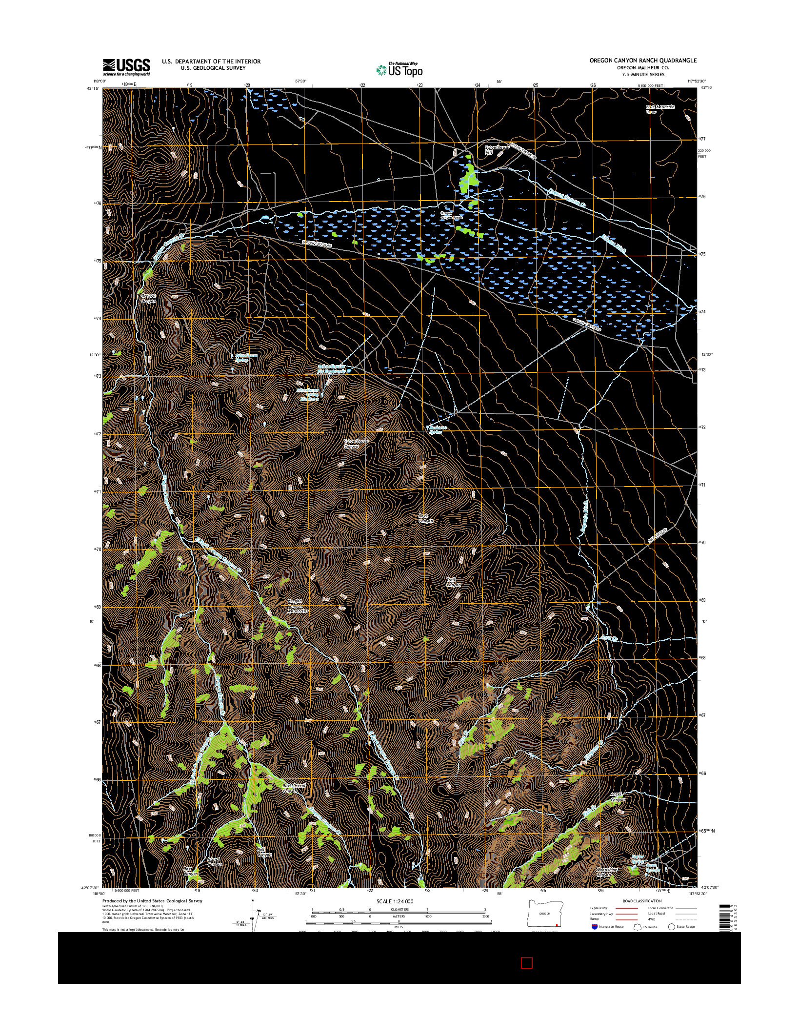 USGS US TOPO 7.5-MINUTE MAP FOR OREGON CANYON RANCH, OR 2017