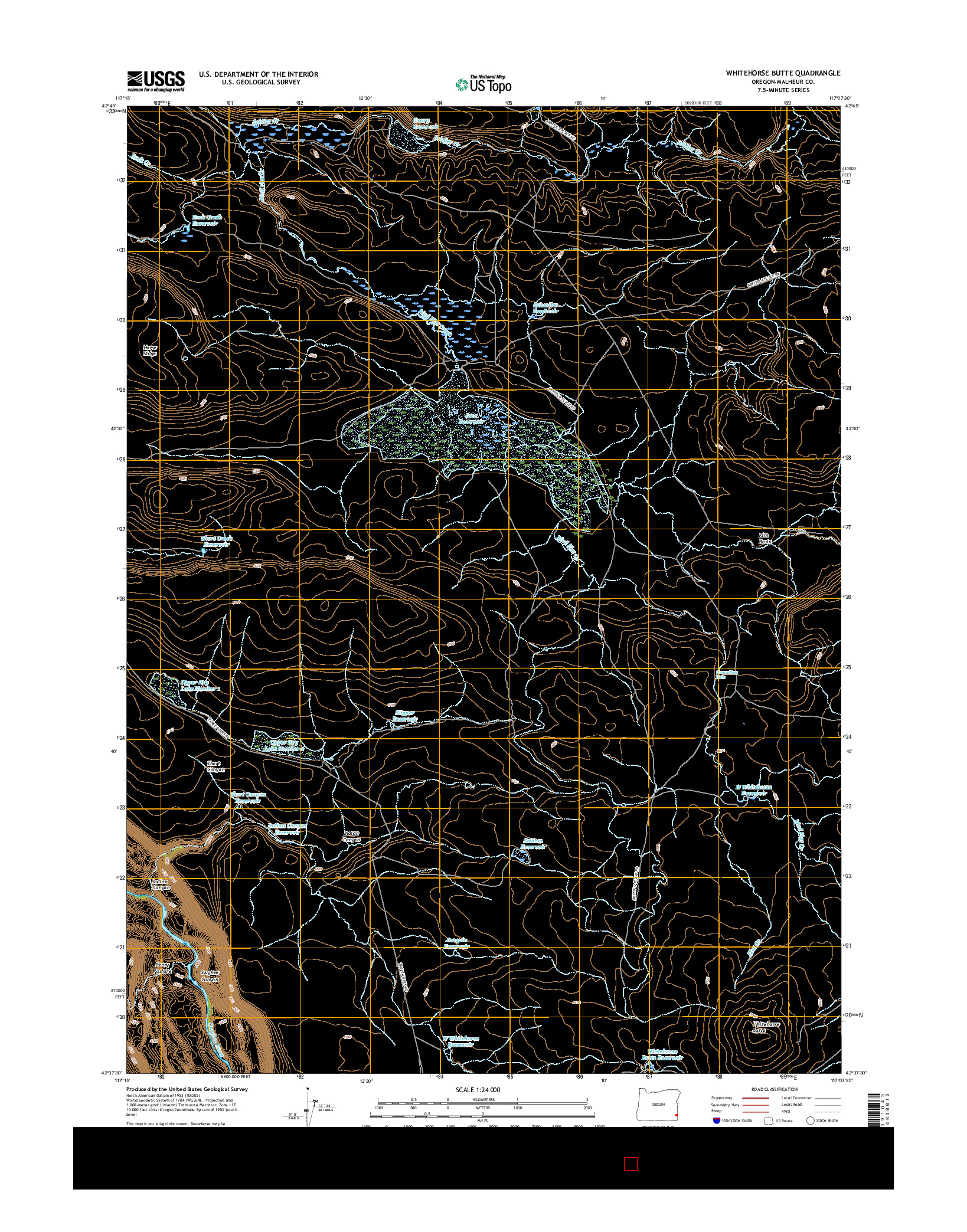 USGS US TOPO 7.5-MINUTE MAP FOR WHITEHORSE BUTTE, OR 2017