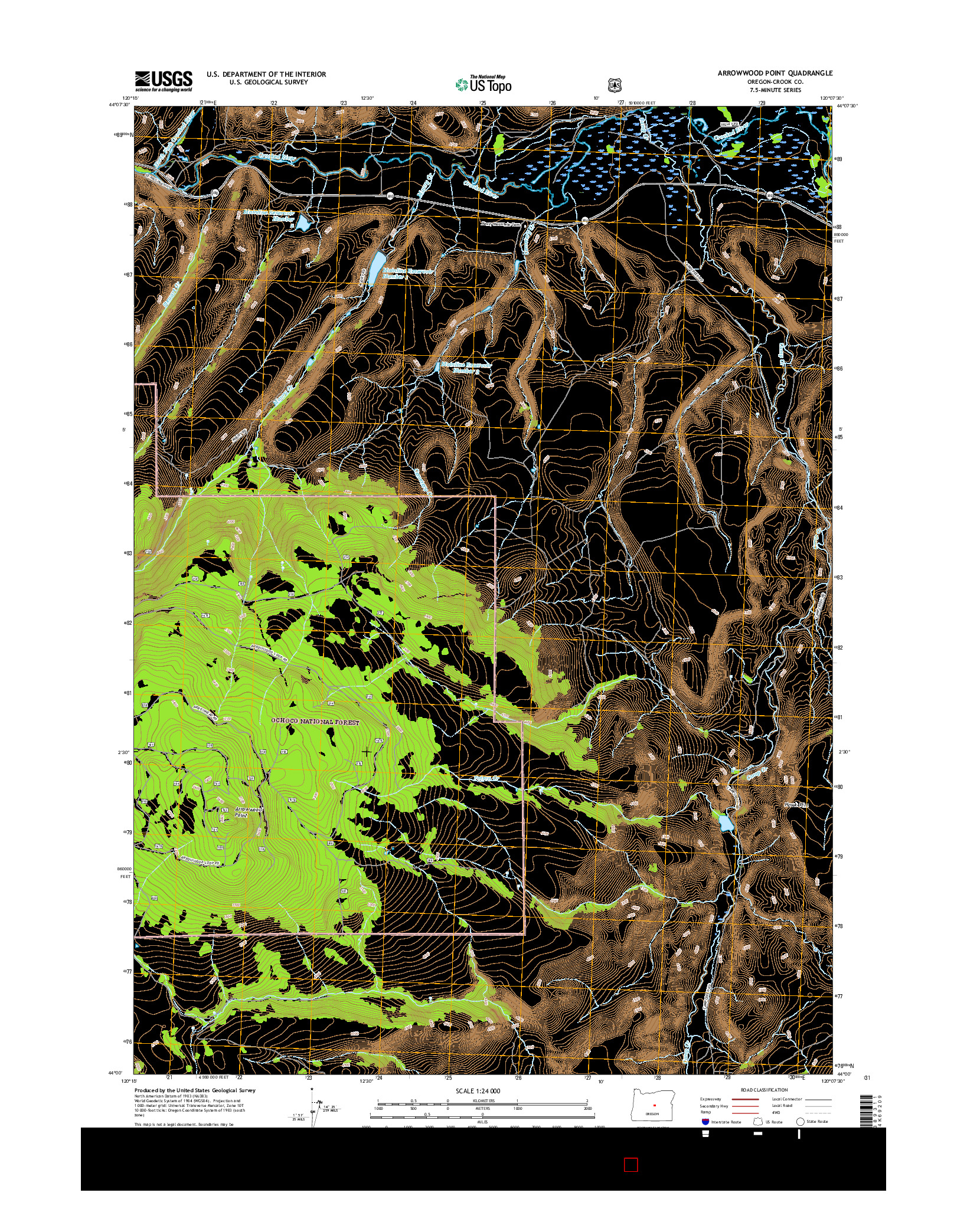 USGS US TOPO 7.5-MINUTE MAP FOR ARROWWOOD POINT, OR 2017
