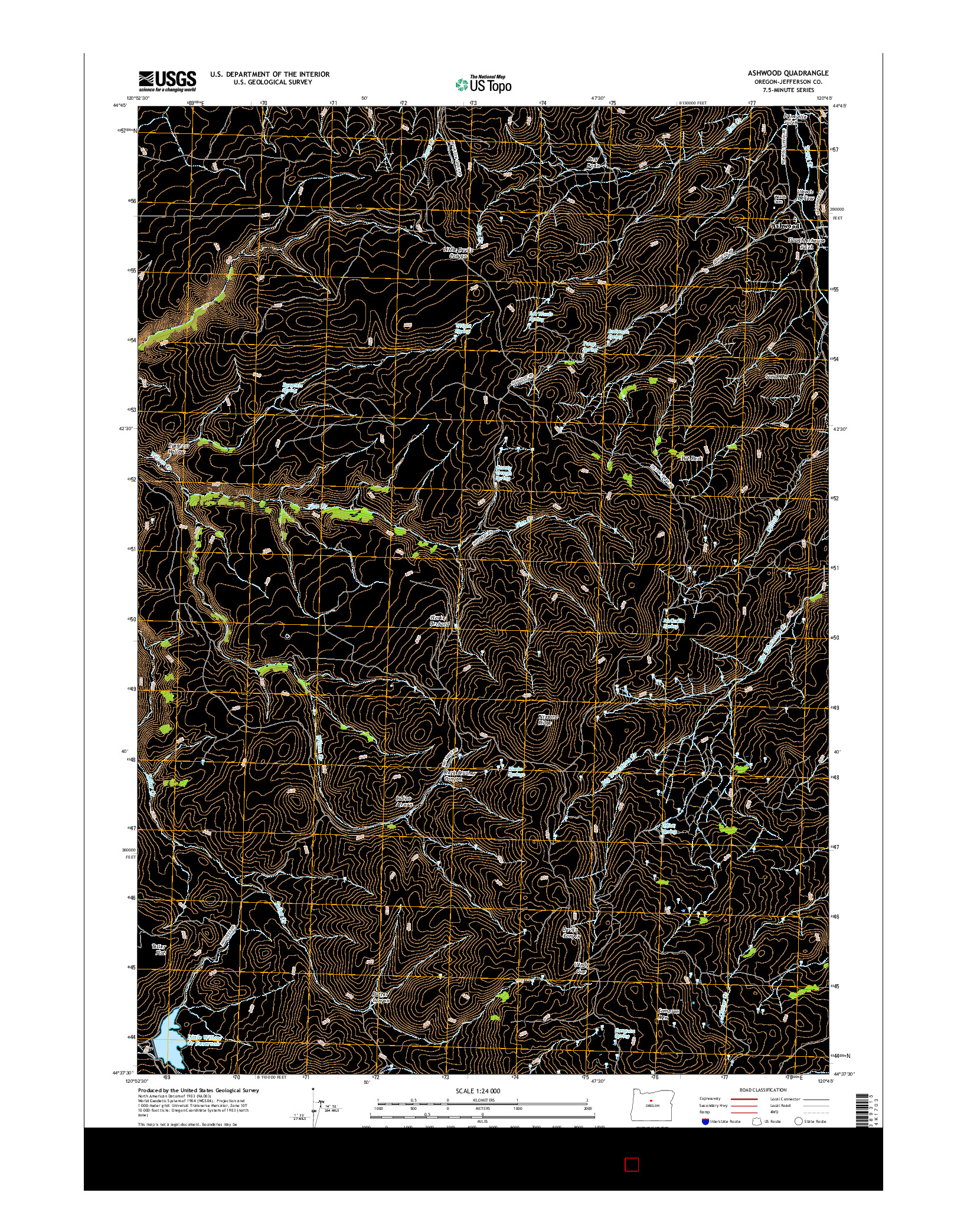 USGS US TOPO 7.5-MINUTE MAP FOR ASHWOOD, OR 2017