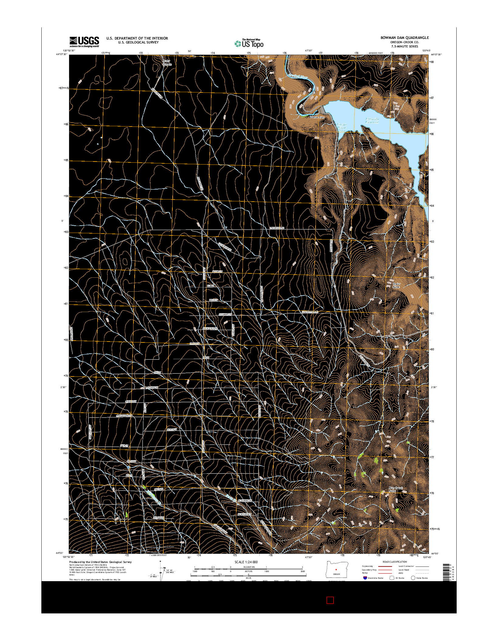 USGS US TOPO 7.5-MINUTE MAP FOR BOWMAN DAM, OR 2017