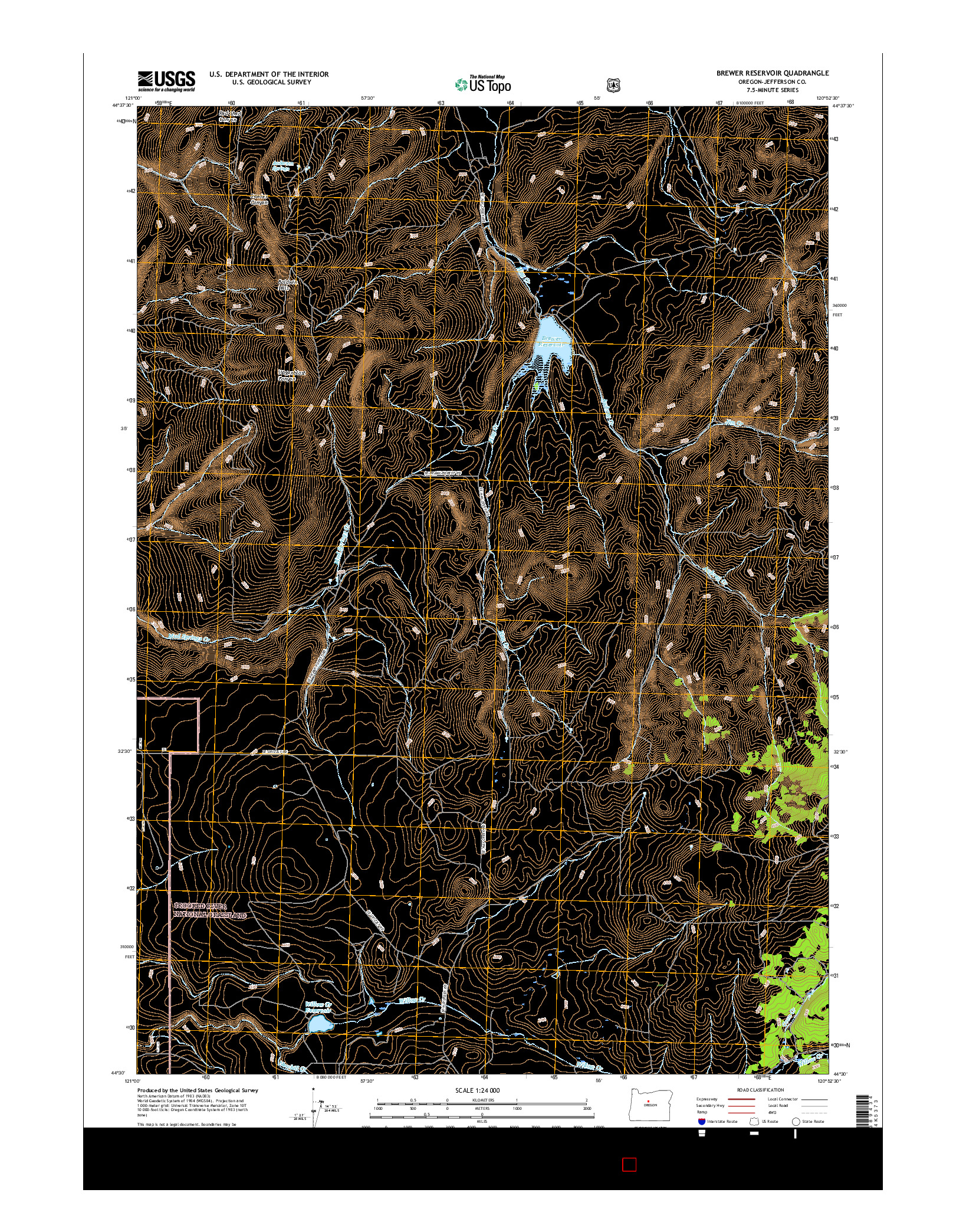 USGS US TOPO 7.5-MINUTE MAP FOR BREWER RESERVOIR, OR 2017