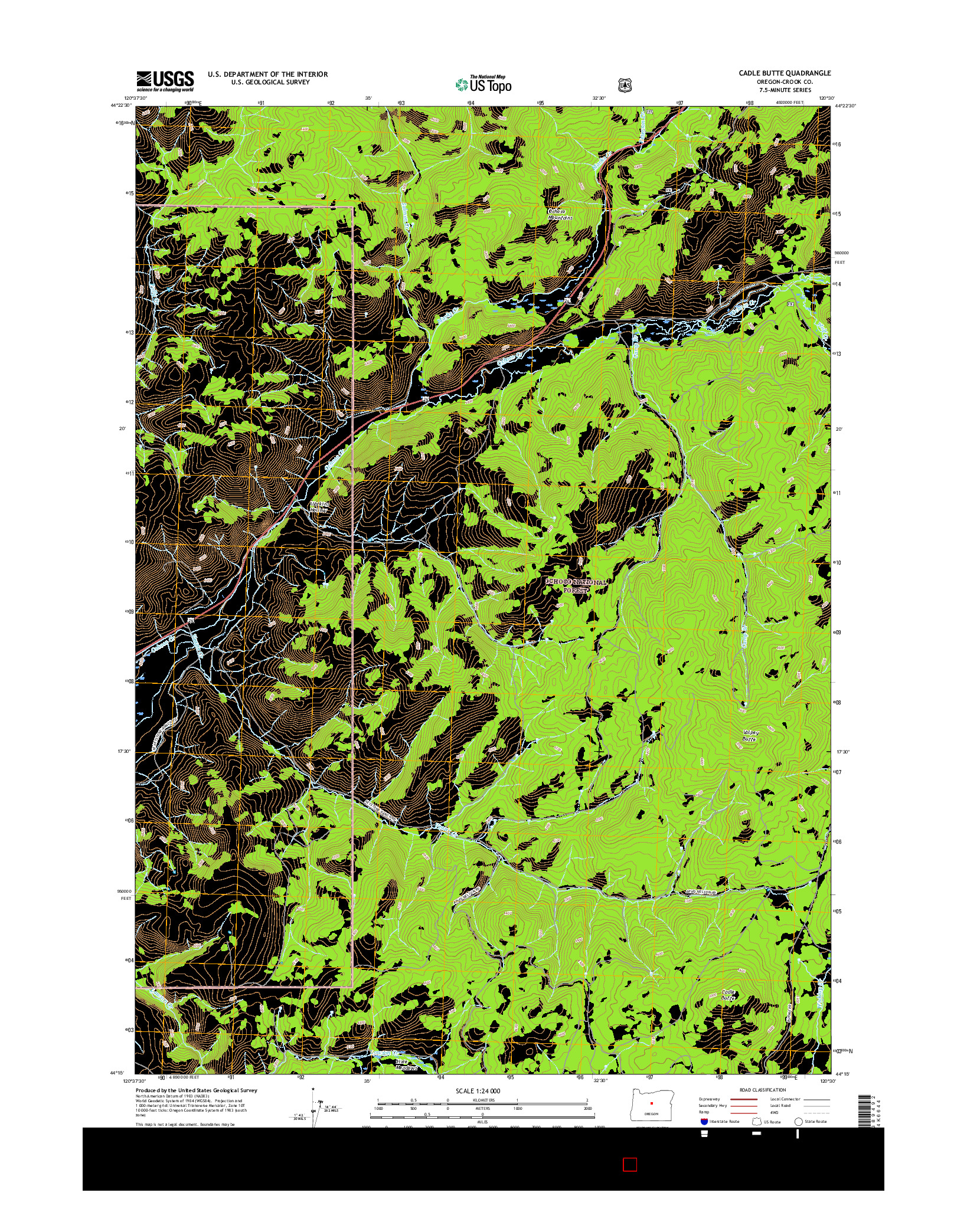 USGS US TOPO 7.5-MINUTE MAP FOR CADLE BUTTE, OR 2017