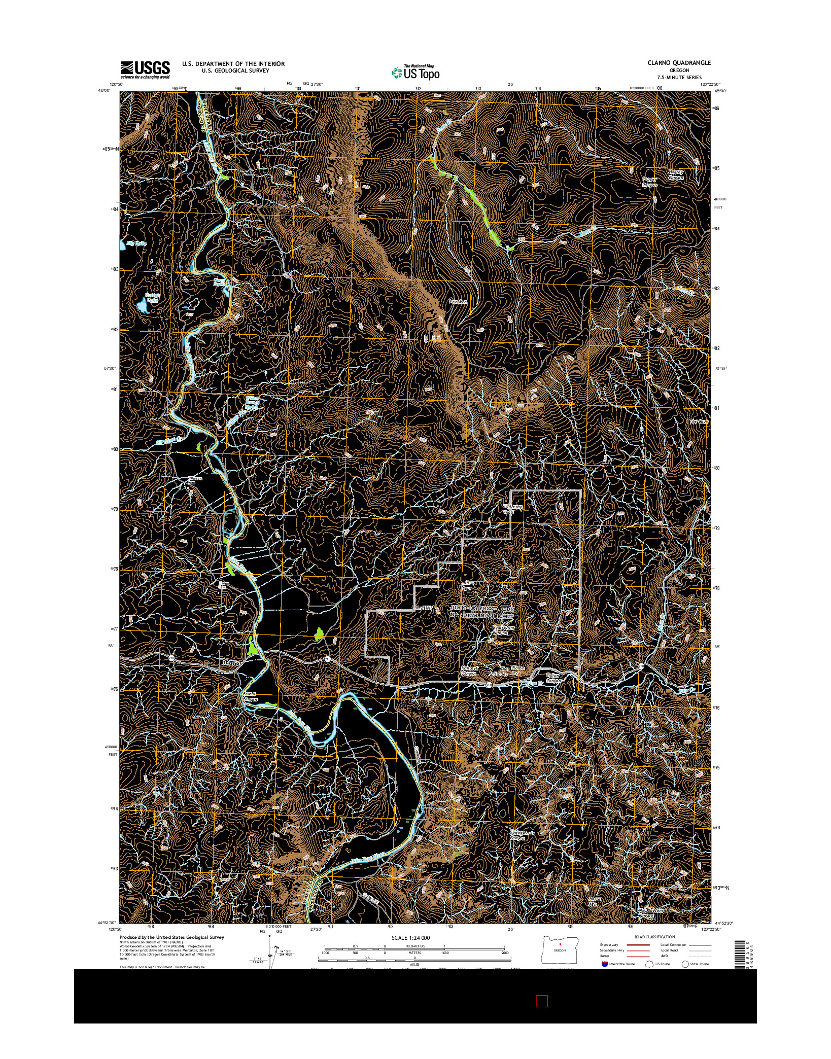 USGS US TOPO 7.5-MINUTE MAP FOR CLARNO, OR 2017