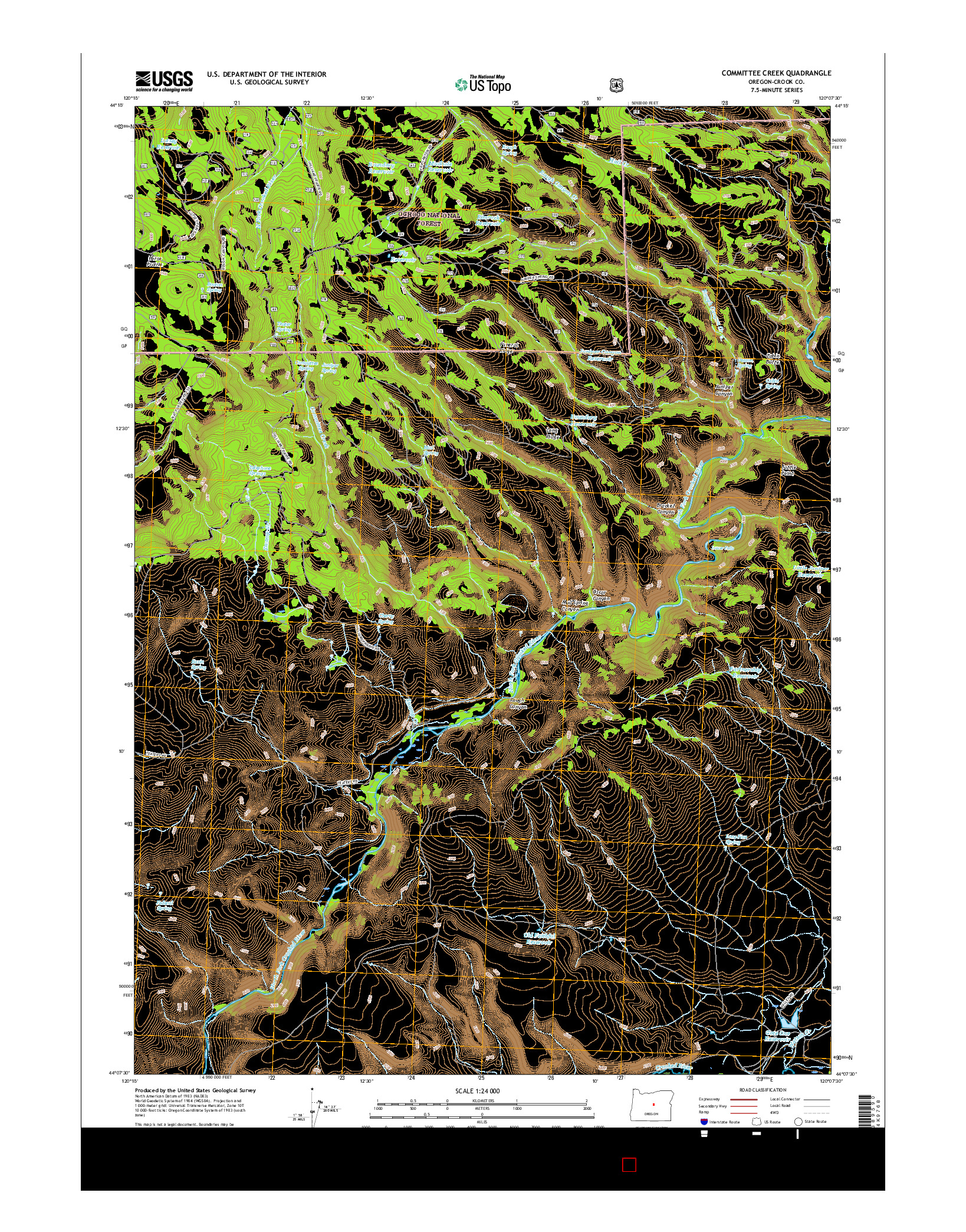 USGS US TOPO 7.5-MINUTE MAP FOR COMMITTEE CREEK, OR 2017