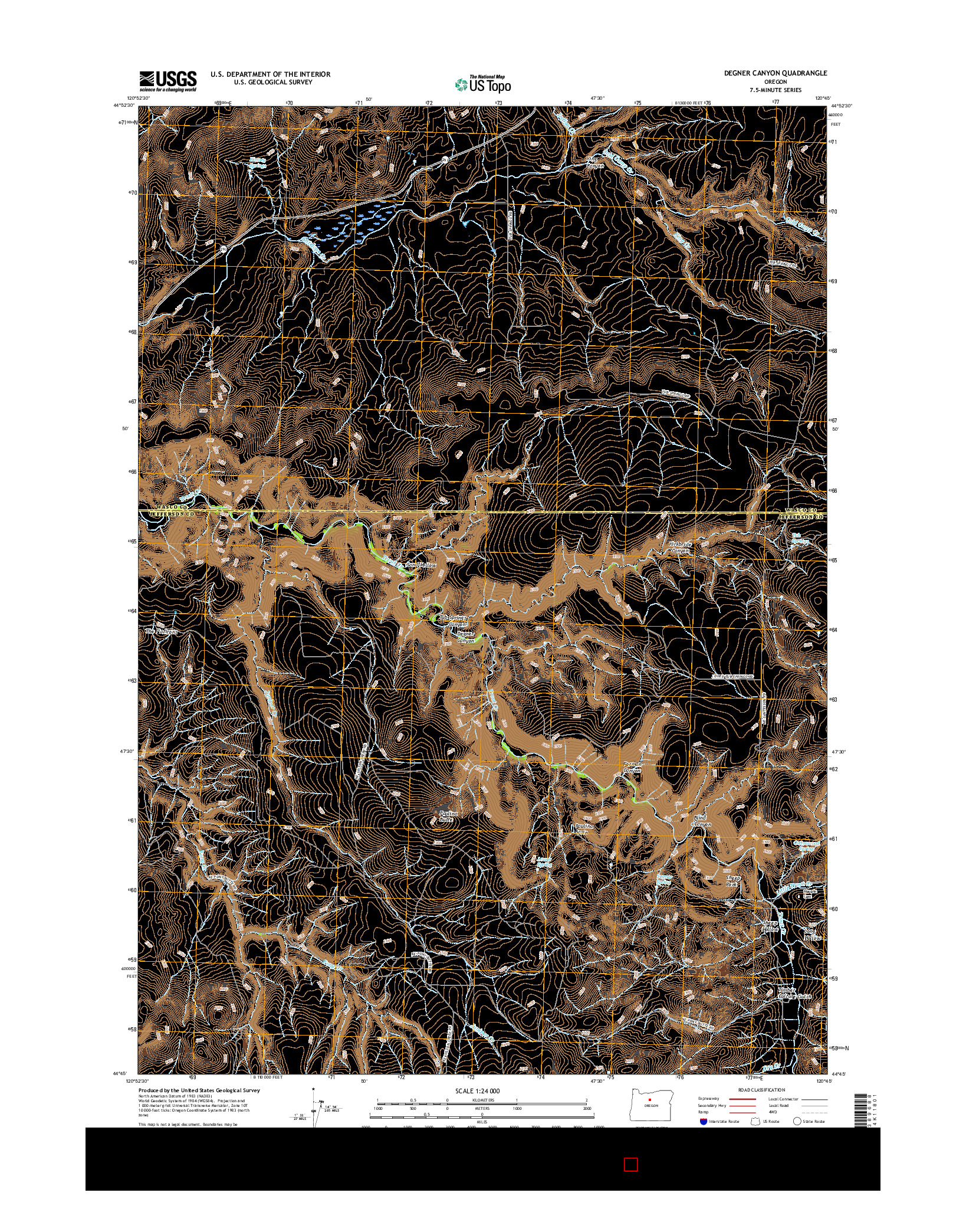 USGS US TOPO 7.5-MINUTE MAP FOR DEGNER CANYON, OR 2017