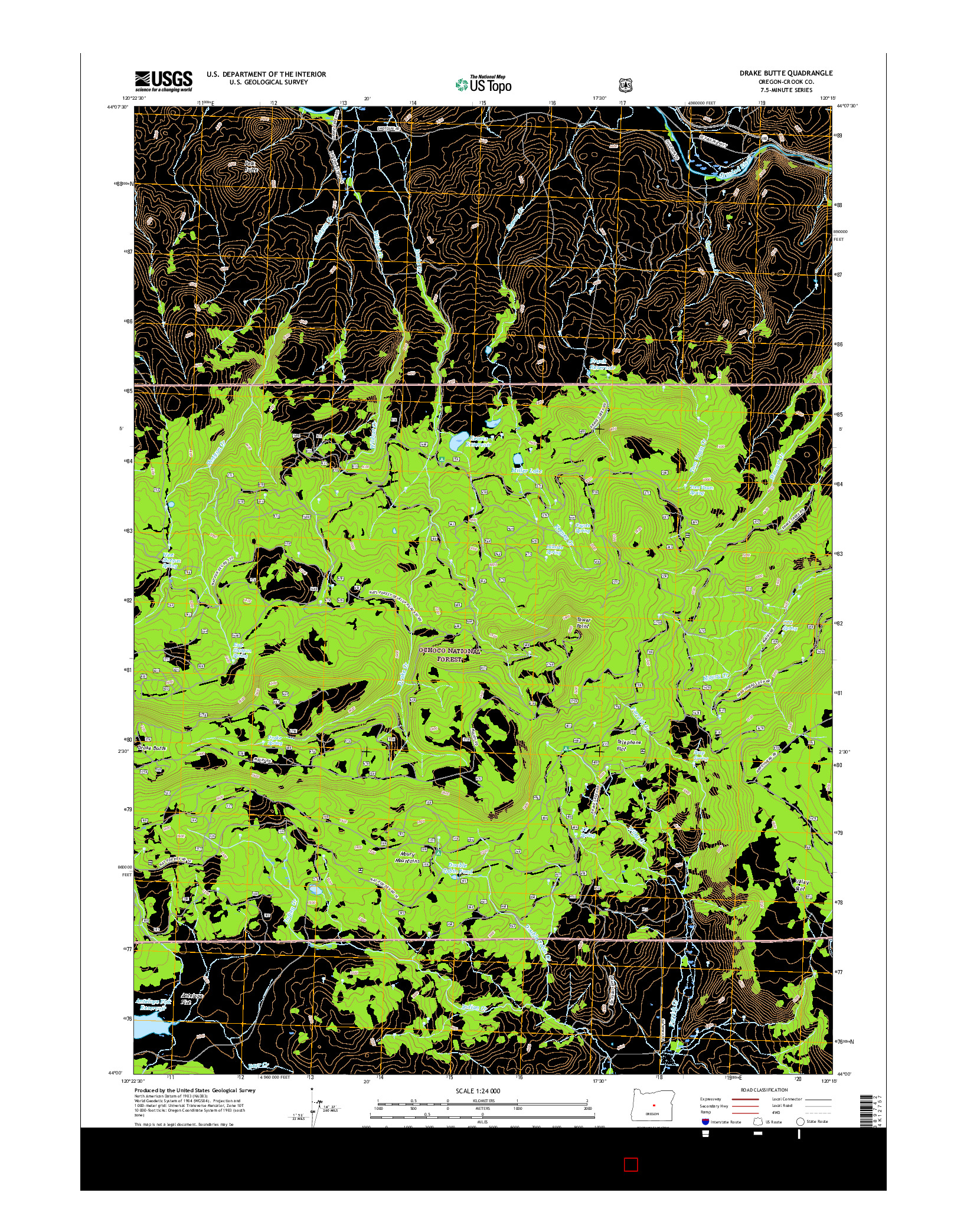 USGS US TOPO 7.5-MINUTE MAP FOR DRAKE BUTTE, OR 2017