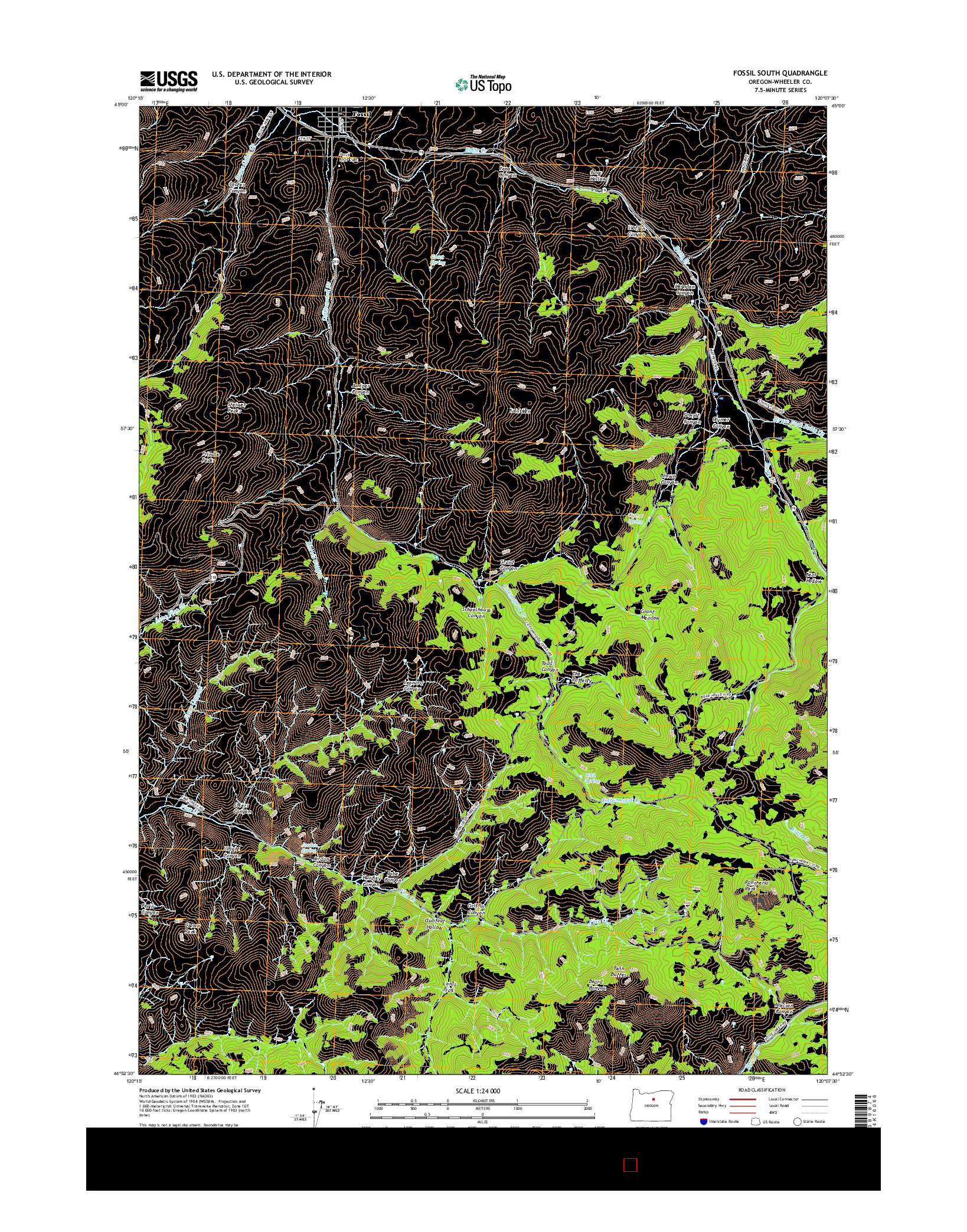 USGS US TOPO 7.5-MINUTE MAP FOR FOSSIL SOUTH, OR 2017