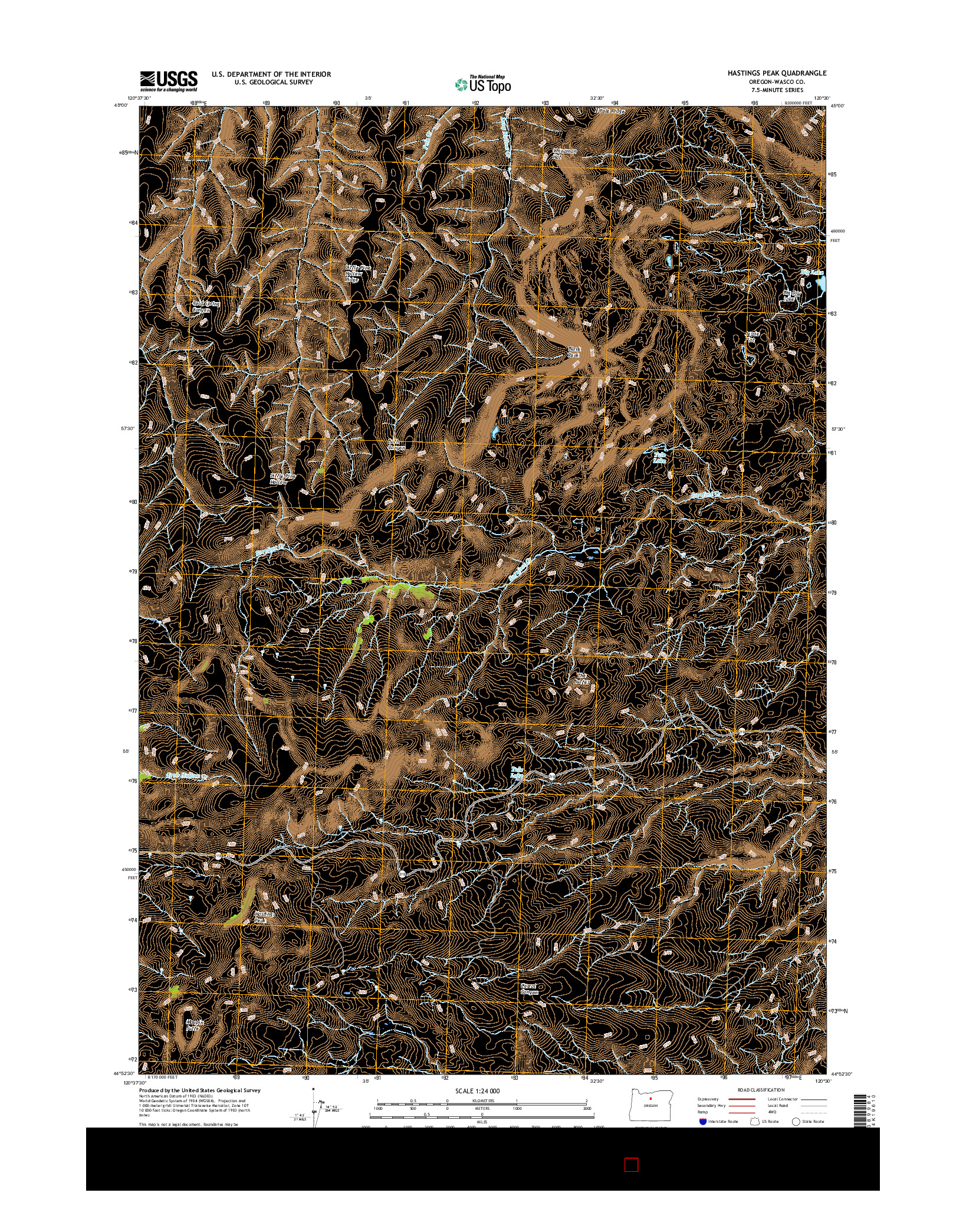 USGS US TOPO 7.5-MINUTE MAP FOR HASTINGS PEAK, OR 2017