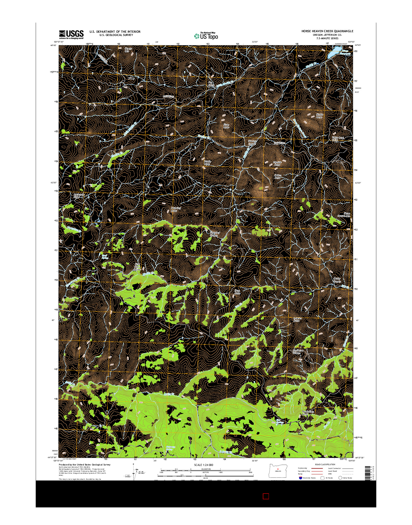 USGS US TOPO 7.5-MINUTE MAP FOR HORSE HEAVEN CREEK, OR 2017