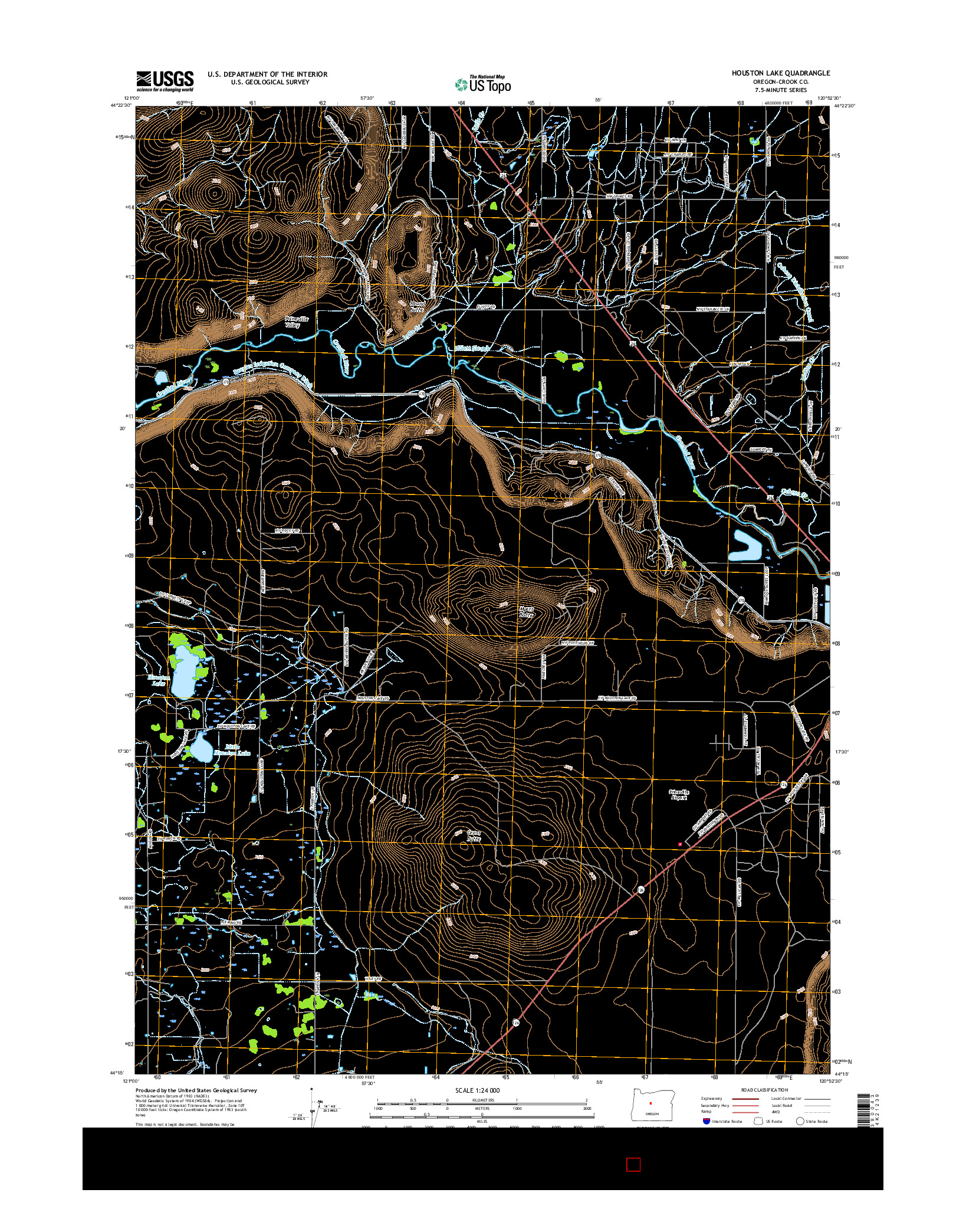 USGS US TOPO 7.5-MINUTE MAP FOR HOUSTON LAKE, OR 2017