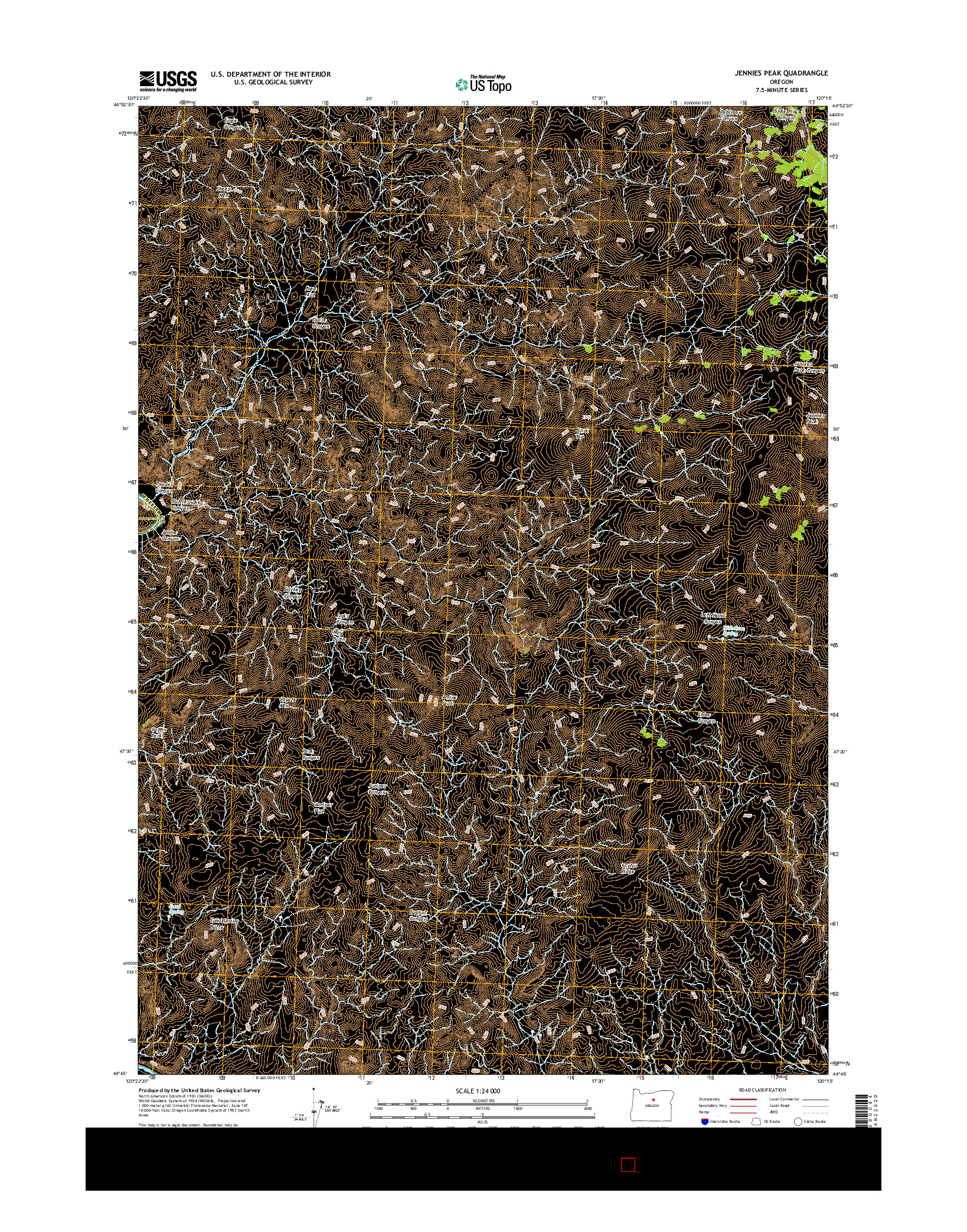 USGS US TOPO 7.5-MINUTE MAP FOR JENNIES PEAK, OR 2017