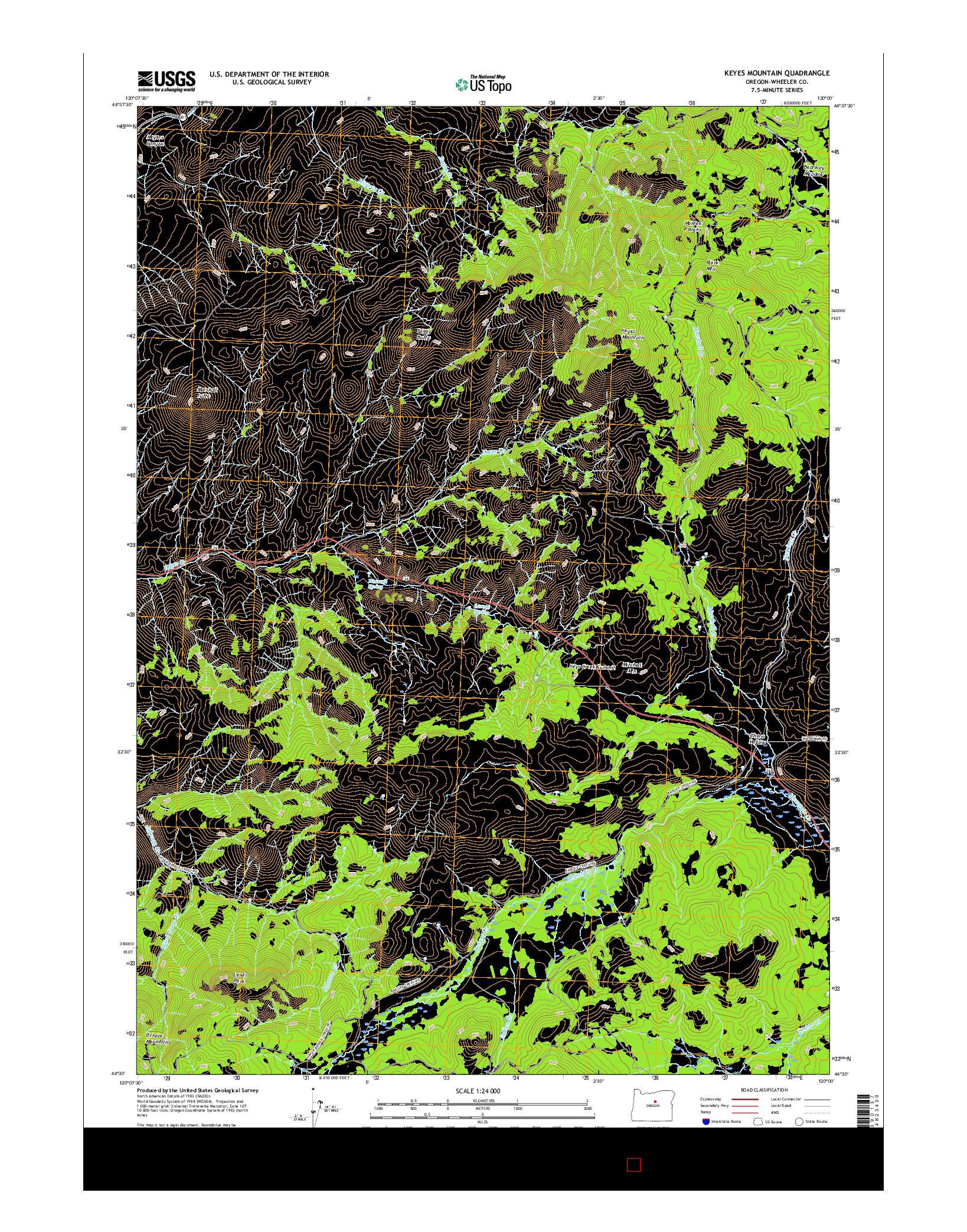 USGS US TOPO 7.5-MINUTE MAP FOR KEYES MOUNTAIN, OR 2017