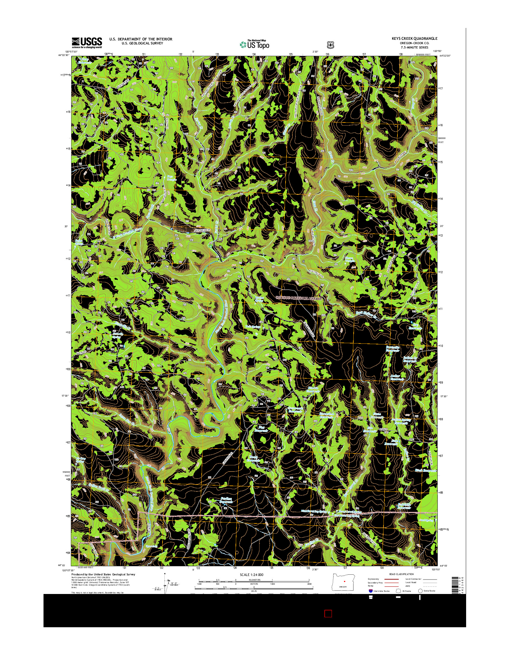 USGS US TOPO 7.5-MINUTE MAP FOR KEYS CREEK, OR 2017