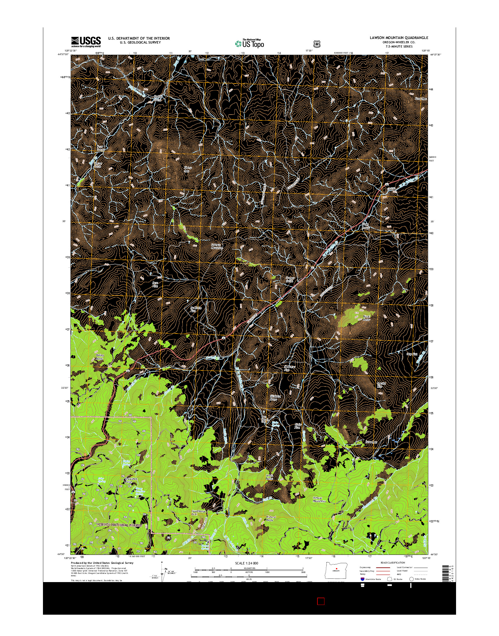 USGS US TOPO 7.5-MINUTE MAP FOR LAWSON MOUNTAIN, OR 2017