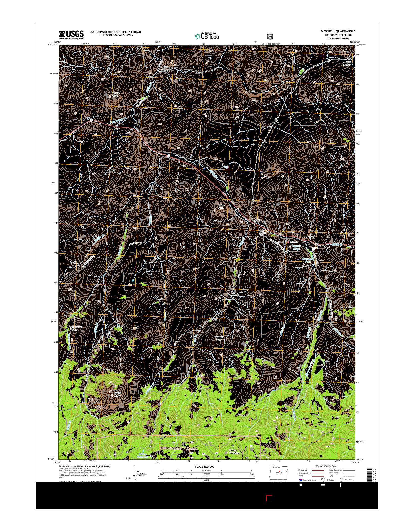USGS US TOPO 7.5-MINUTE MAP FOR MITCHELL, OR 2017