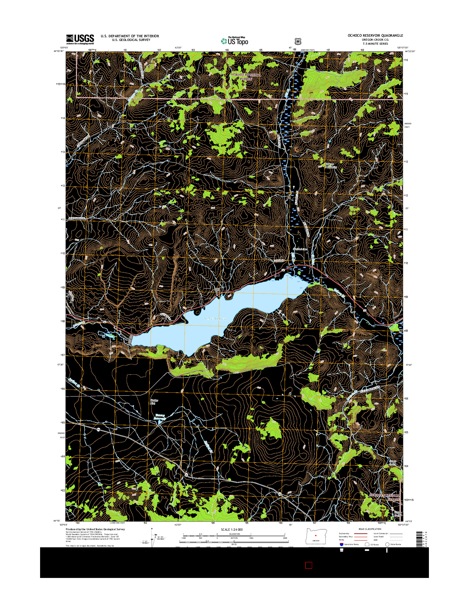 USGS US TOPO 7.5-MINUTE MAP FOR OCHOCO RESERVOIR, OR 2017
