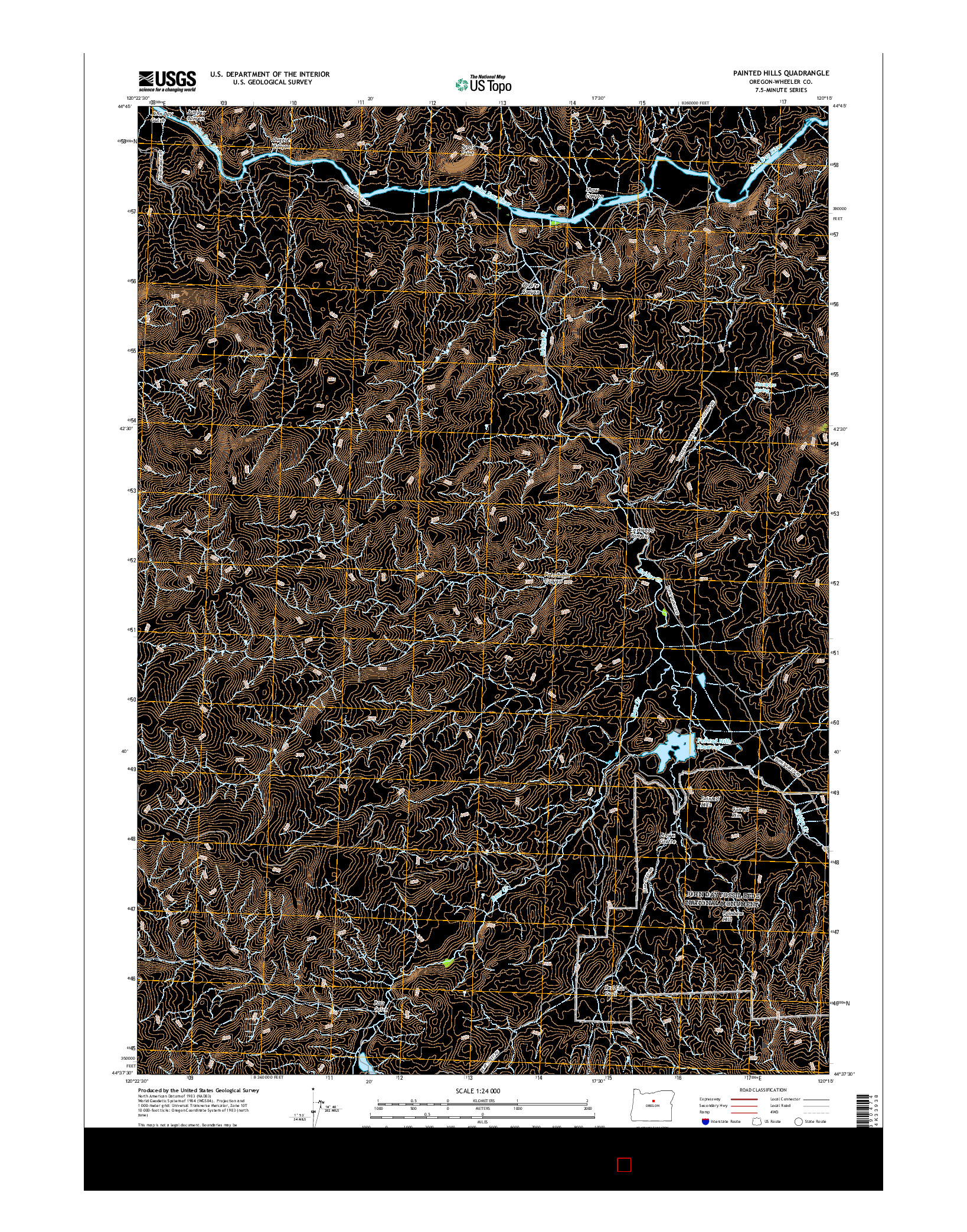 USGS US TOPO 7.5-MINUTE MAP FOR PAINTED HILLS, OR 2017