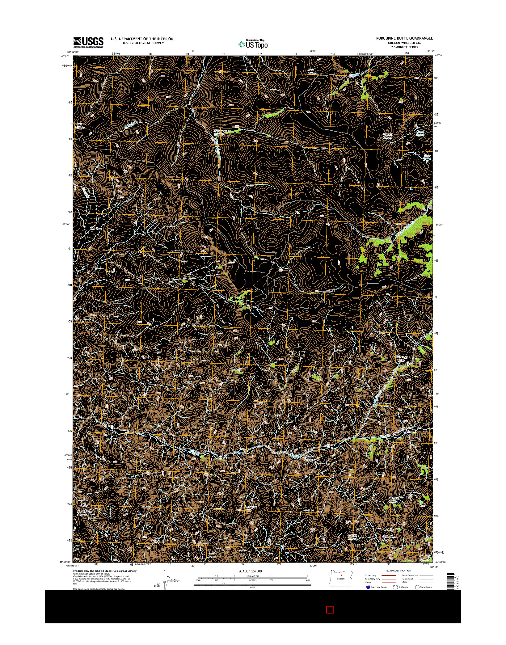 USGS US TOPO 7.5-MINUTE MAP FOR PORCUPINE BUTTE, OR 2017