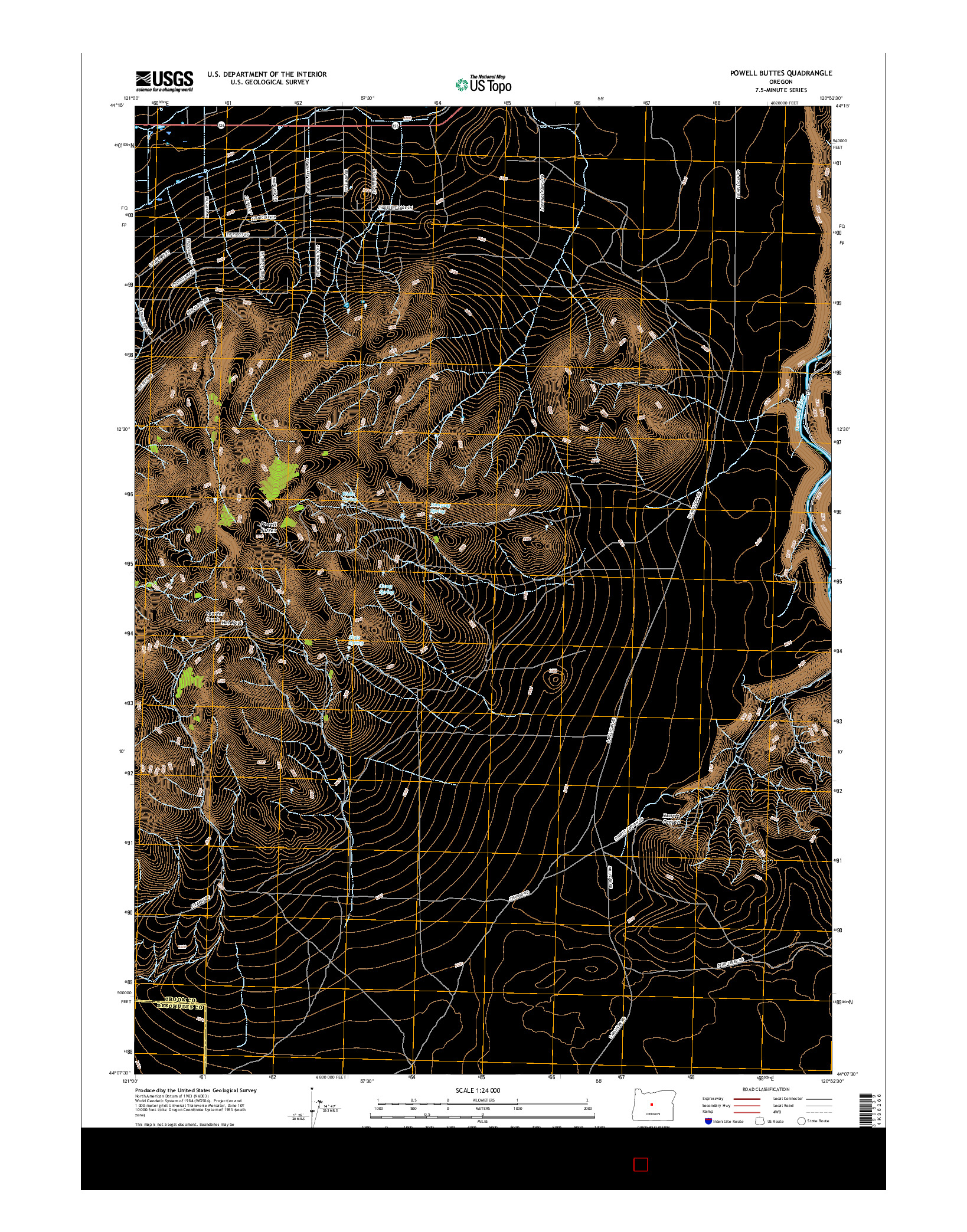 USGS US TOPO 7.5-MINUTE MAP FOR POWELL BUTTES, OR 2017