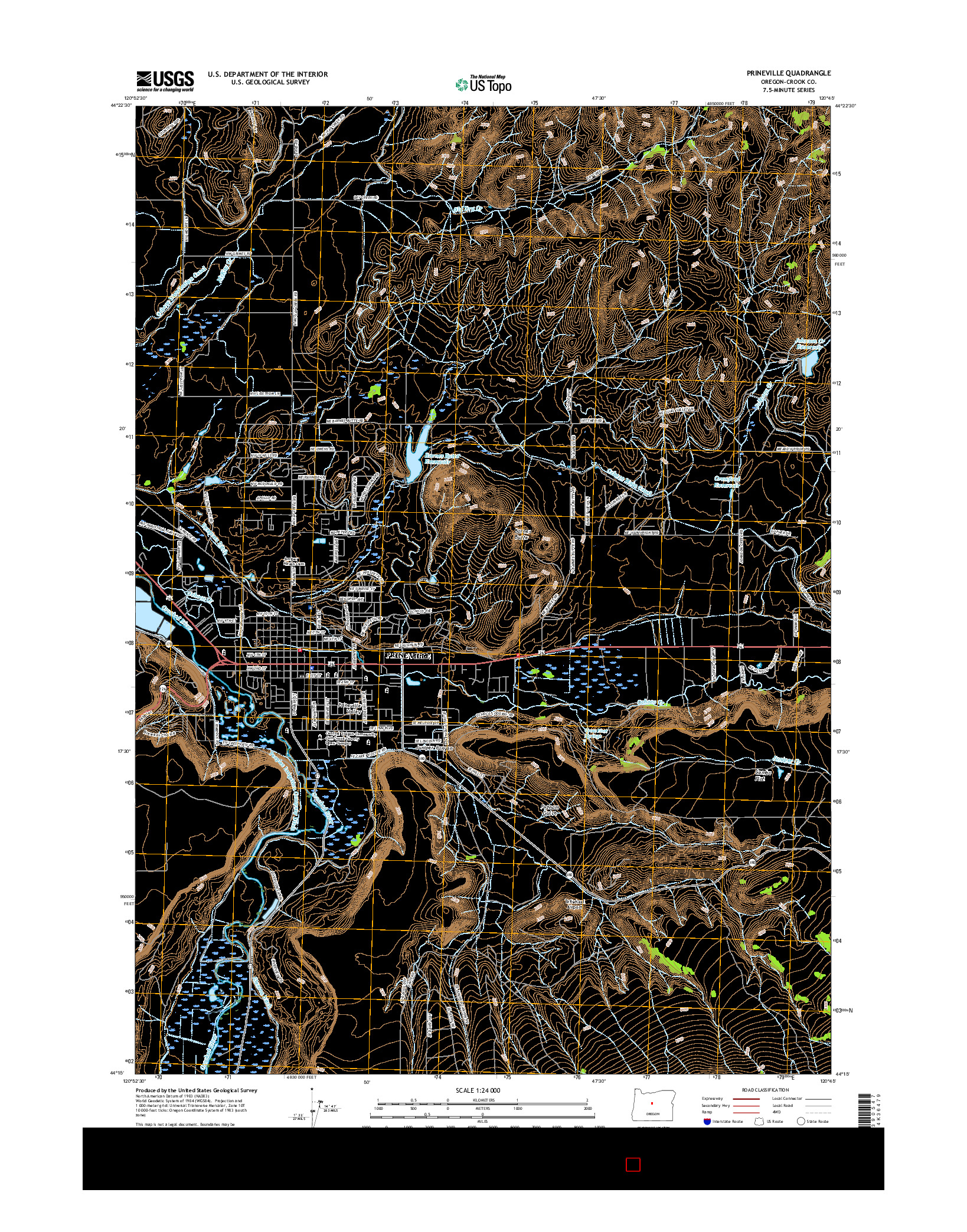 USGS US TOPO 7.5-MINUTE MAP FOR PRINEVILLE, OR 2017