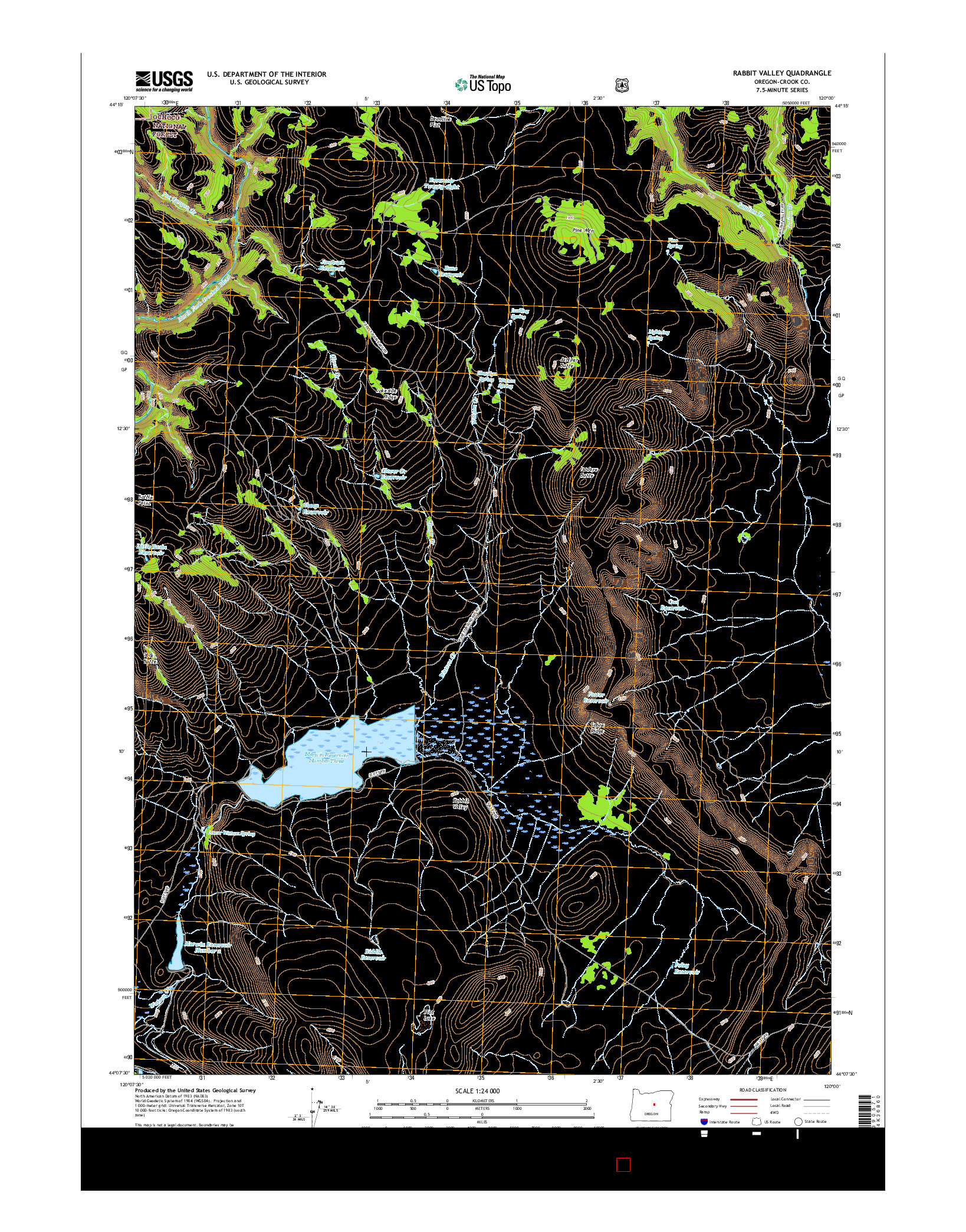 USGS US TOPO 7.5-MINUTE MAP FOR RABBIT VALLEY, OR 2017