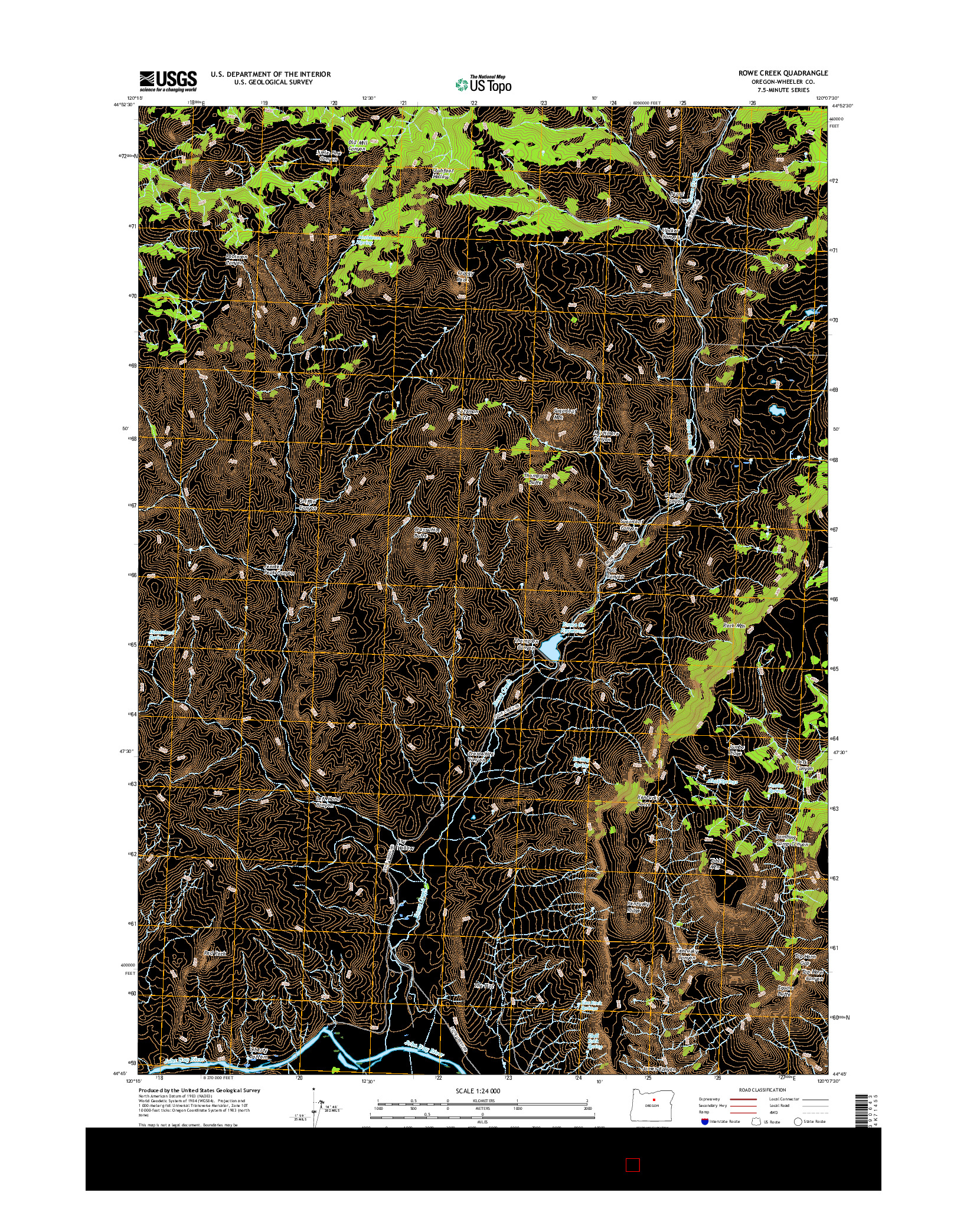 USGS US TOPO 7.5-MINUTE MAP FOR ROWE CREEK, OR 2017